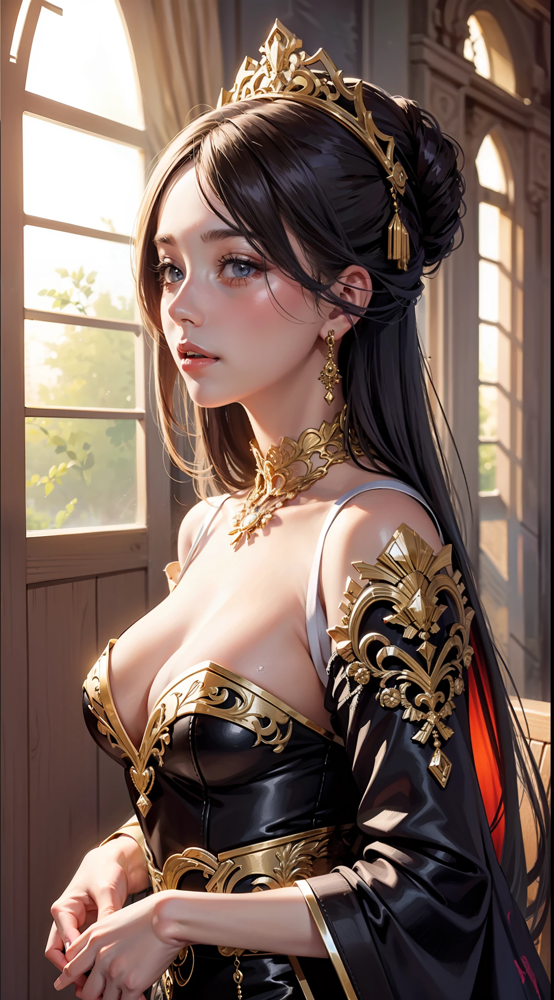 Beautiful woman in intricate Digital and Pixelated Outfit