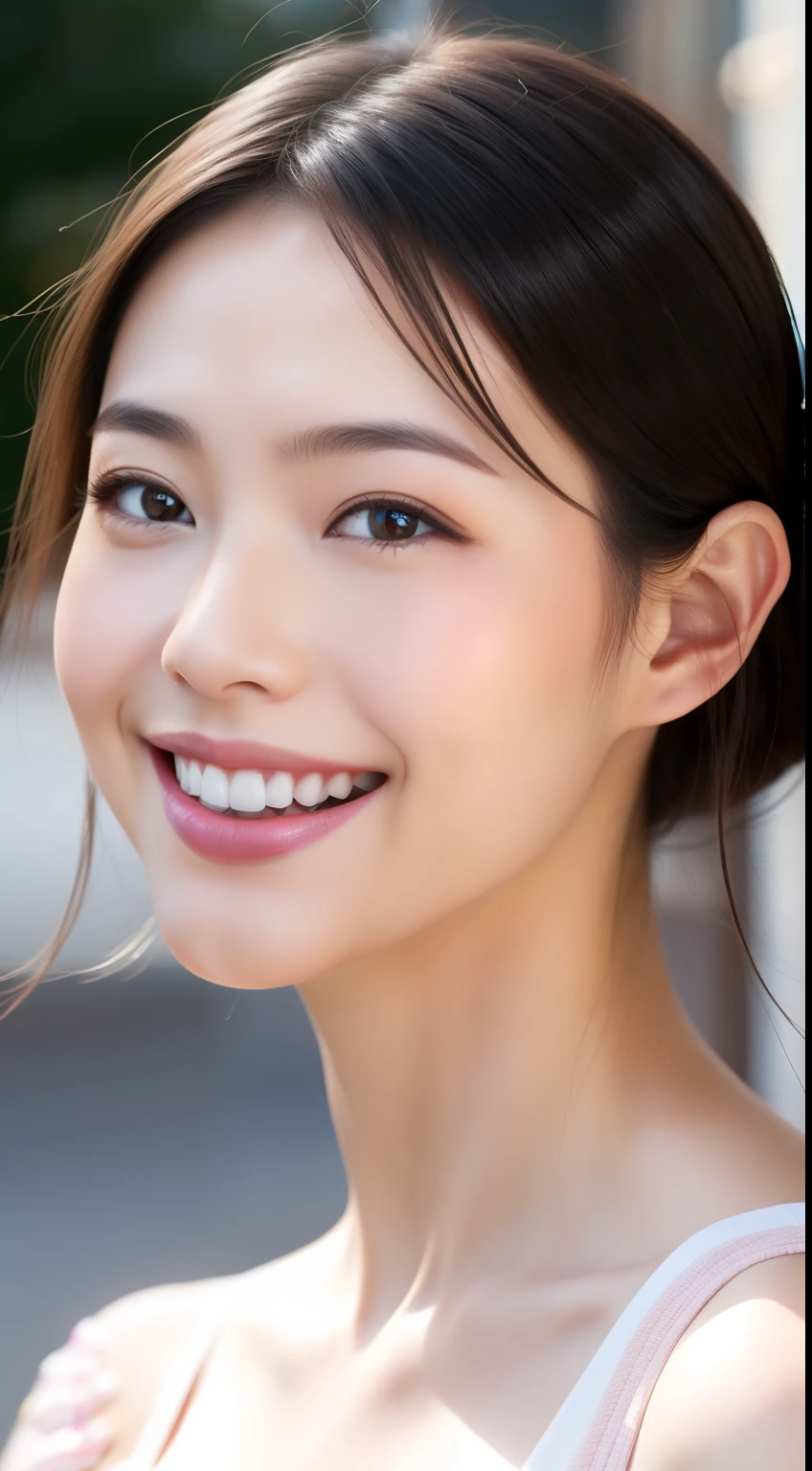 Adjust the facial expression of a 20-something beauty featuring a bright and natural smile、Highlight the friendliness