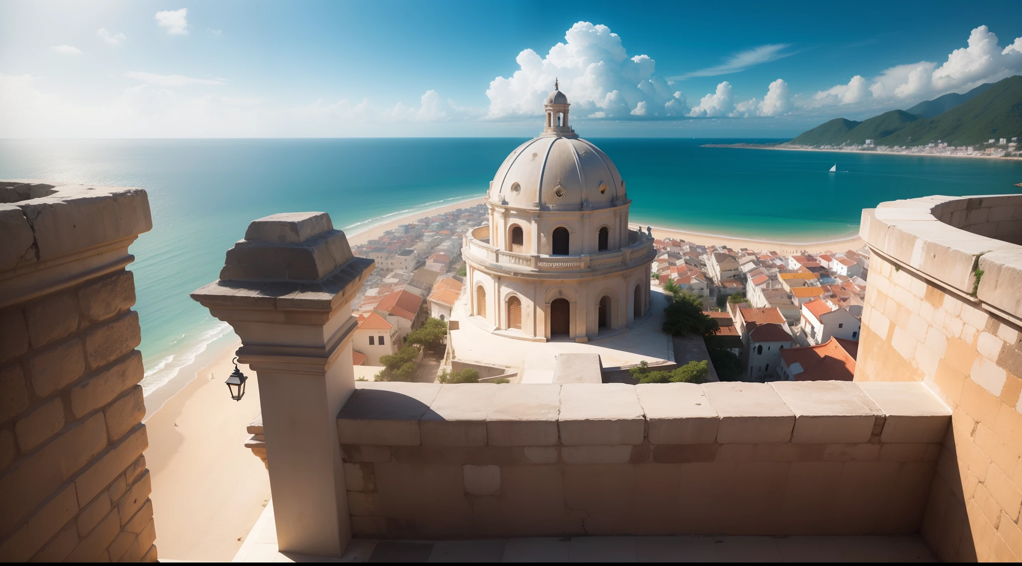 photo tourist landscape of Cartagena Colombia, Muralla de Cartagena primer plano, realista, Foto profesional, 8k, Texturas, Detalles
