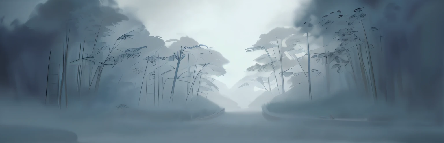 A progressive bamboo forest,Some foggy,Gray forest background,arte de fundo, digital 4k painting