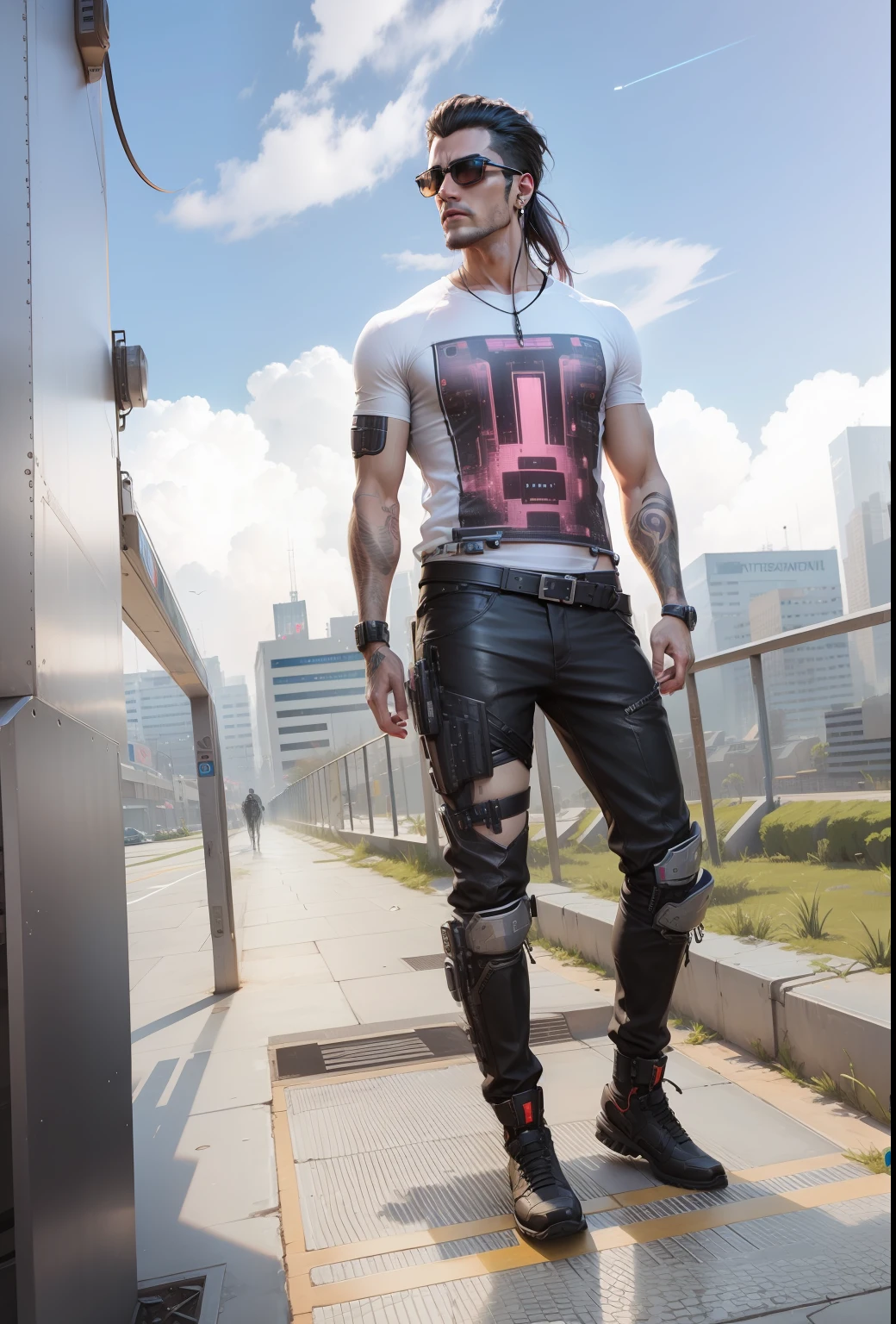 Change background cyberpunk, handsome, realistic face, 4k, ultra realistic