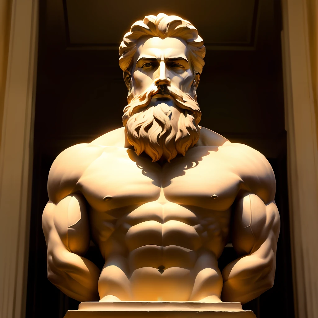 greek statue
of the philosopher with
beard and muscles