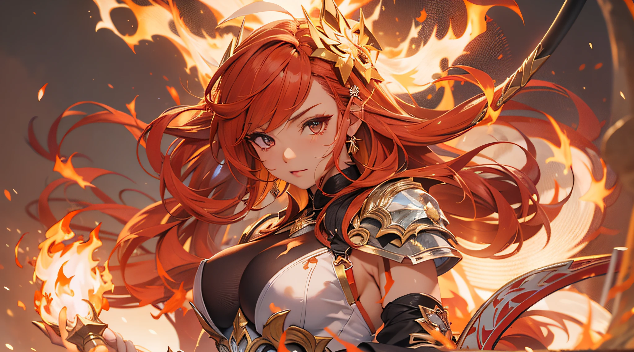Fiery redhead long enchanted fire spirit goddess sleepy、Get into a sleeping position、full bodyesbian