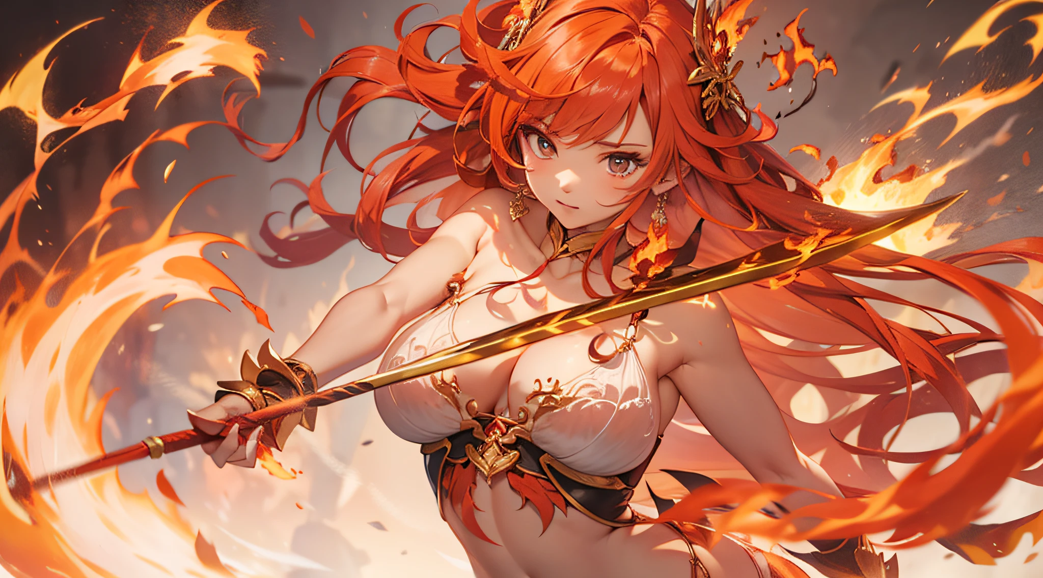 Fiery redhead long enchanted fire spirit goddess sleepy、Get into a sleeping position、full bodyesbian