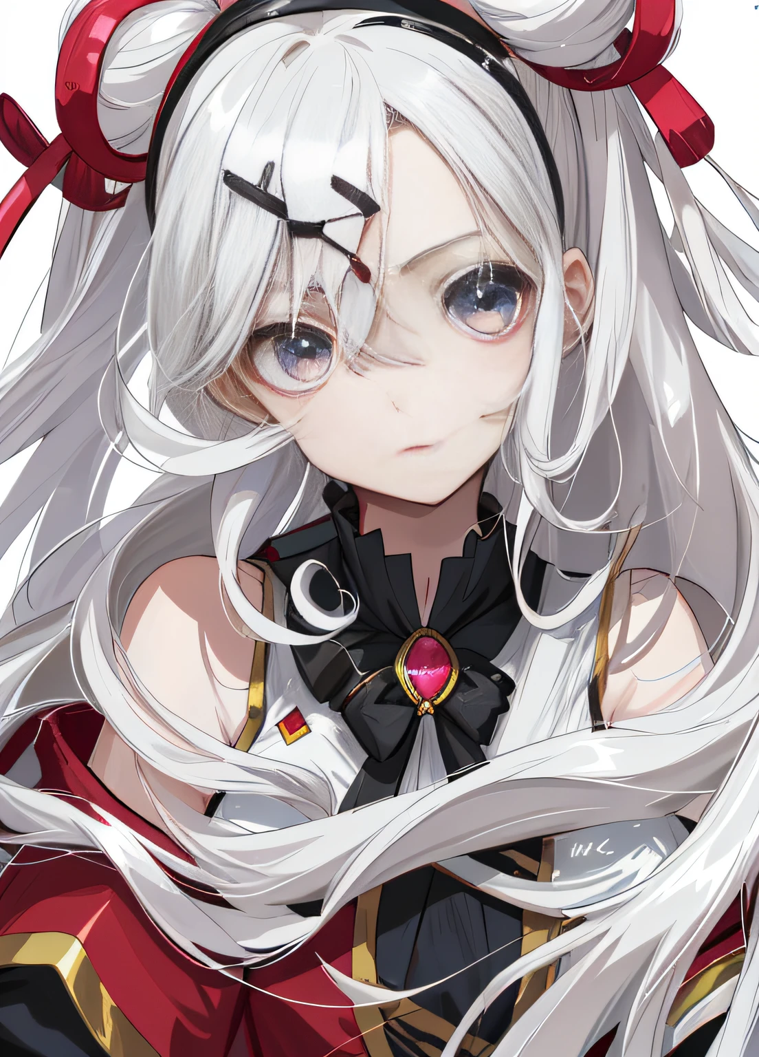 Anime girl with cute hairpins on her head, Long flowing white hair,Beautiful girl dressed sexy