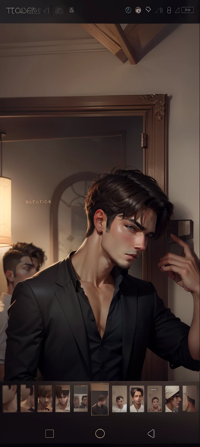 Handsome boy look,realistic face, dark background