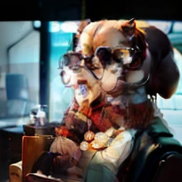 Dog with glasses,Drink tea and watch TV