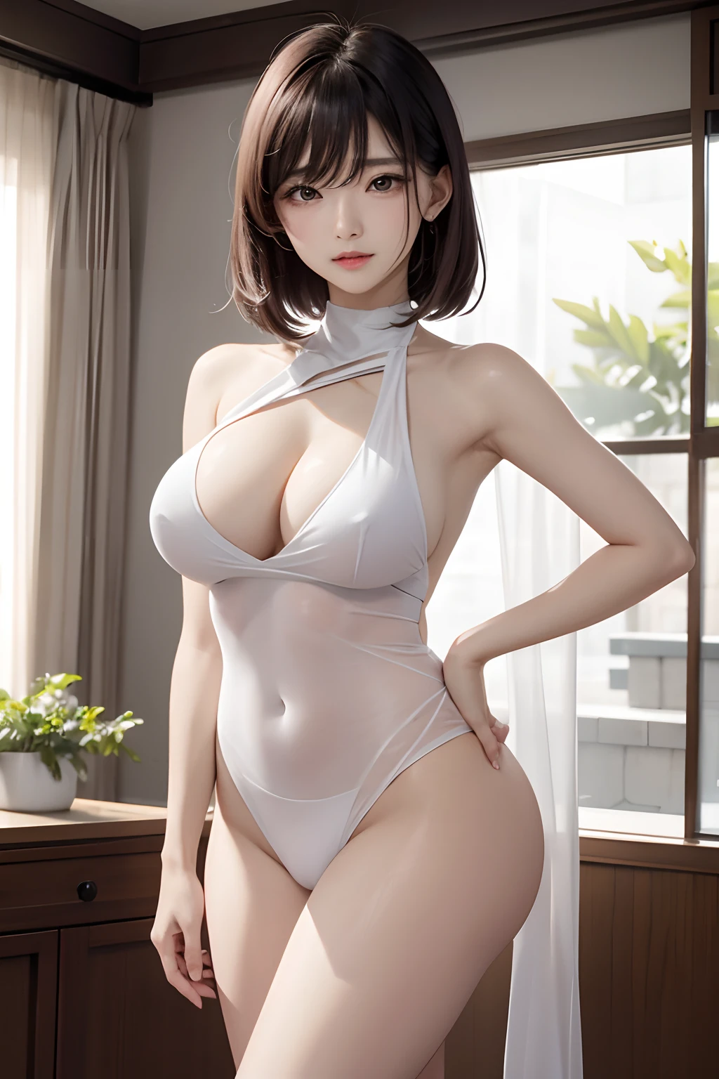 （best qualtiy）， （tmasterpiece）， 超高分辨率， RAW photogr， sweat leggs， Sweaty body， （Transparent fabric：1.25）（baggy：1.5），（（（The large）nedium breasts））， （Naked of breast）， （（erected ）））， （（areola of breast））， （（tit（The cleavage protrudes））），South Korean beauties，（Hyper-detailing：1.2），Sexy facial expressions,perfect figure beautiful woman:1.4,Tong