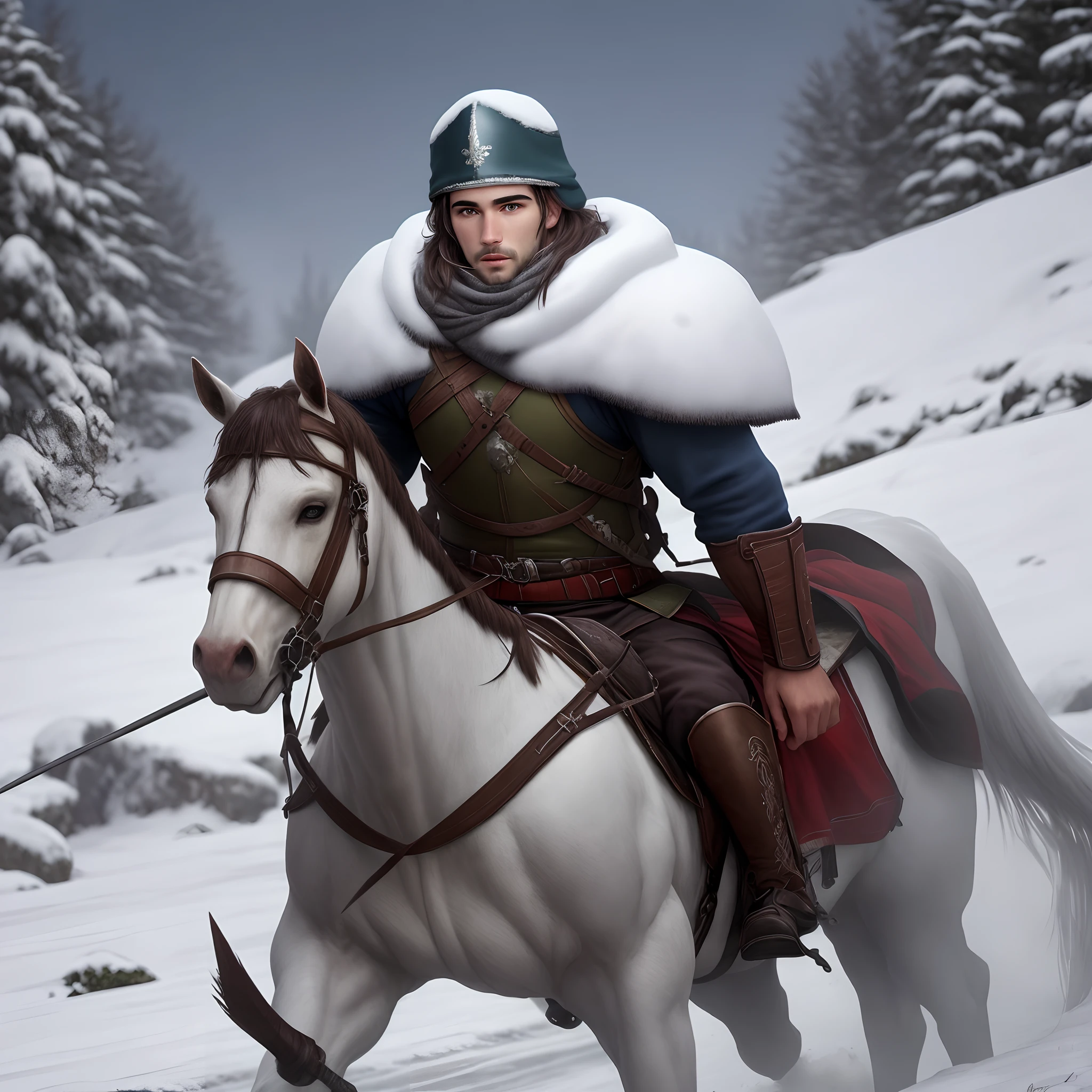 Um guerreiro do norte na neve