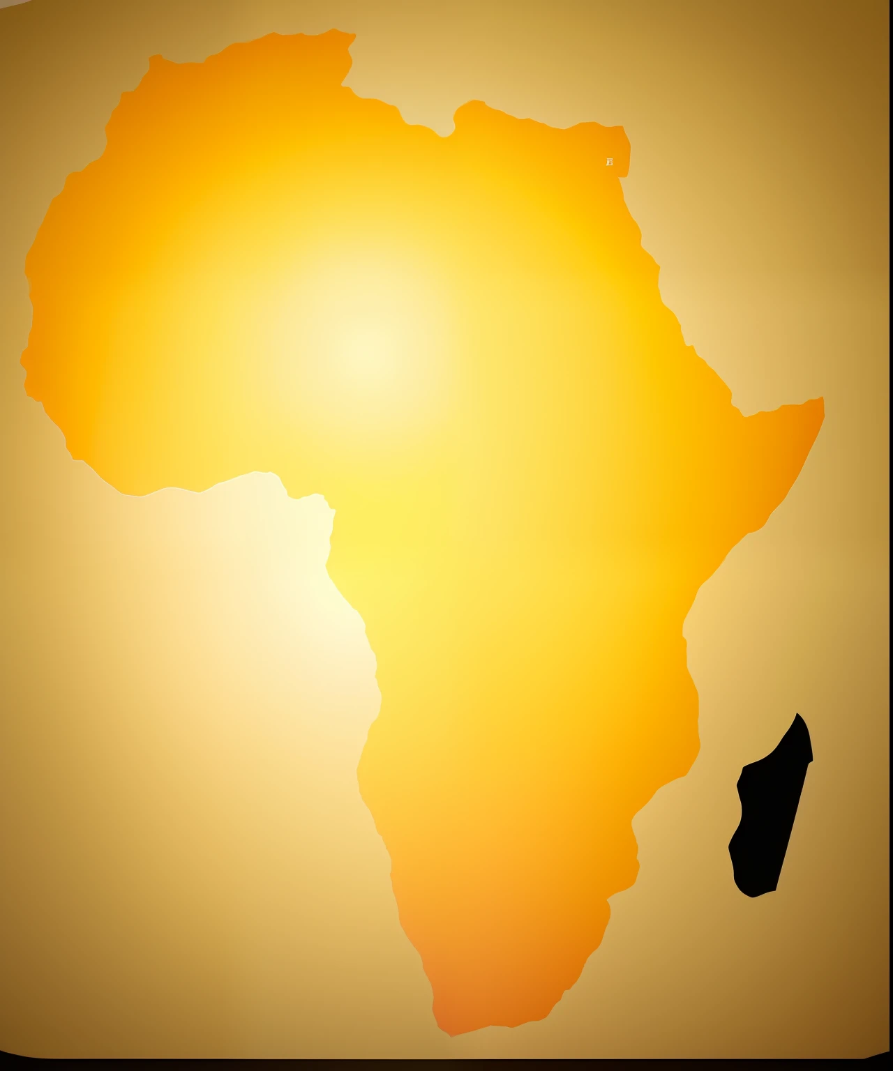 Arafed map of Africa with a white outline on a yellow background, Africa, Africano, landscape of africa, in africa, Estepe Africanoa, imagemm de alta qualidade", Iconografia Africanoa, African facial features, african plains, Continentes, Criado no Adobe Illustrator, Savana Africana, Meio Africanoo, description, illustration", conceito, Geo, Sybil Africano, imagem, illuminating the area