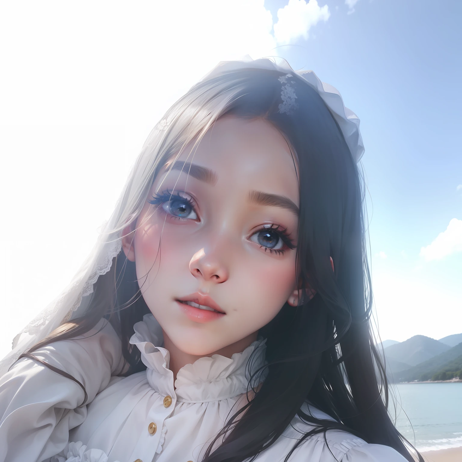 Girl in white wedding dress