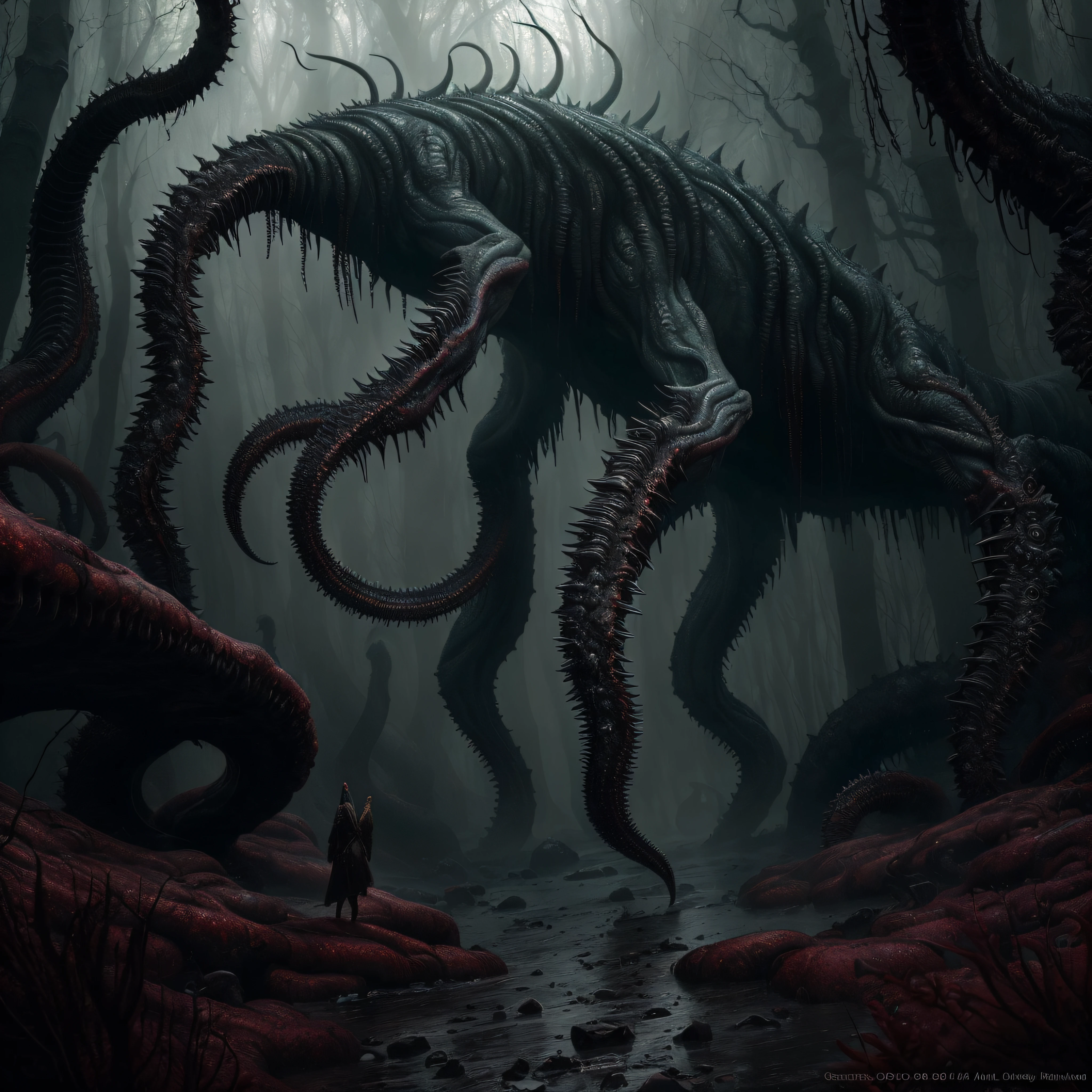 (highly detailed:1.2),(best quality:1.2),8k,sharp focus,(subsurface scattering:1.1),(nsfw:1.1), (award winning photograph:1.2),
(terrifying gargantuan eldritch horror:1.2)
(highly detailed background:1.3), RPG, Elden Ring, (horror fantasy:1.2), (hyperrealistic:1.2), dramatic lighting,artstation, artgerm, greg rutkowski, alphonse mucha, trending on artstation, trending on deviantart, wlop