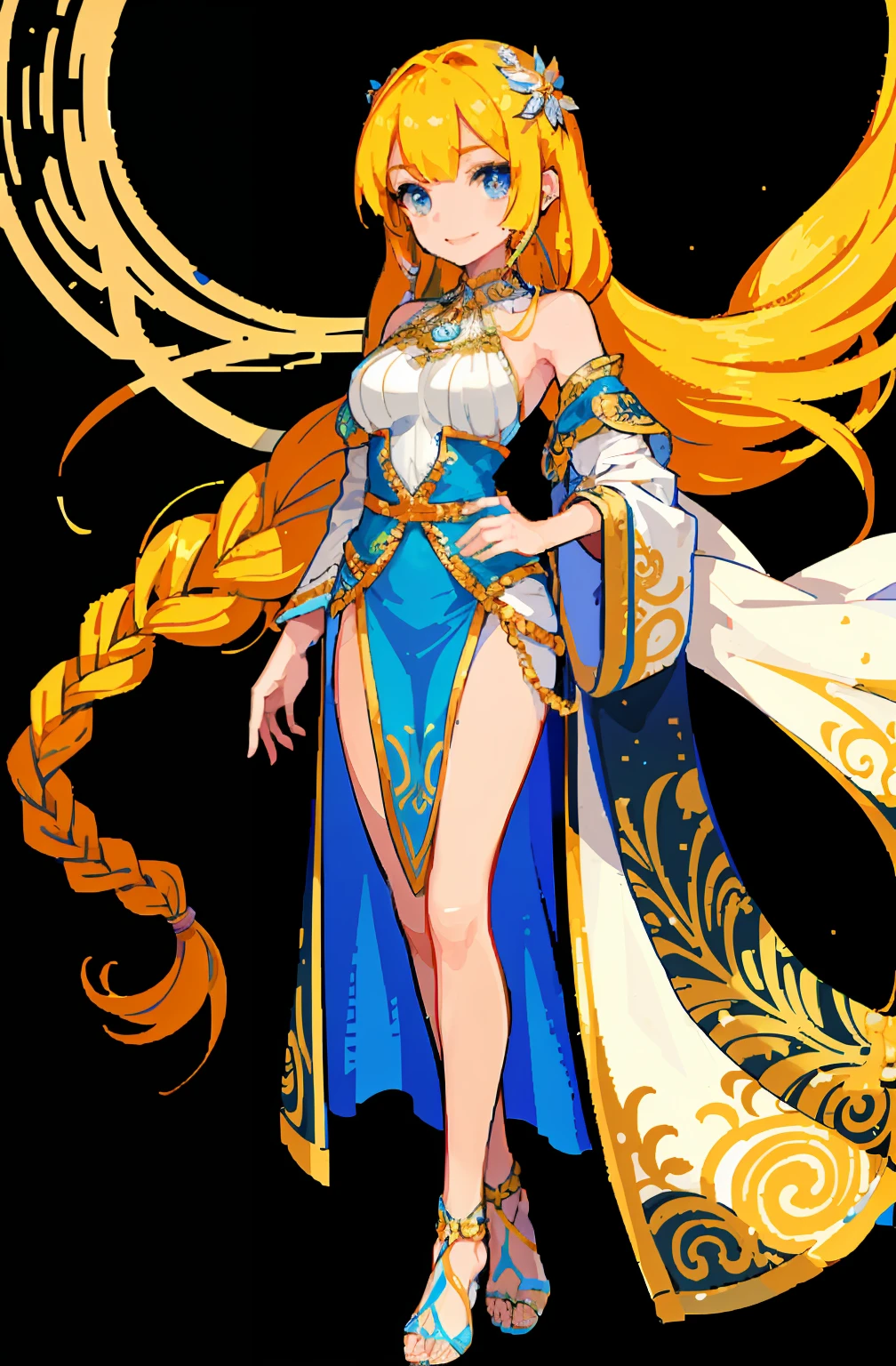 (8k, highest quality, best quality, masterpiece, highly detailed:1.2),, fullbody, 1 girl, universe long braid hair, silk cloth wrapped around the body, greek goddess, tall, big chest, universe body, smile