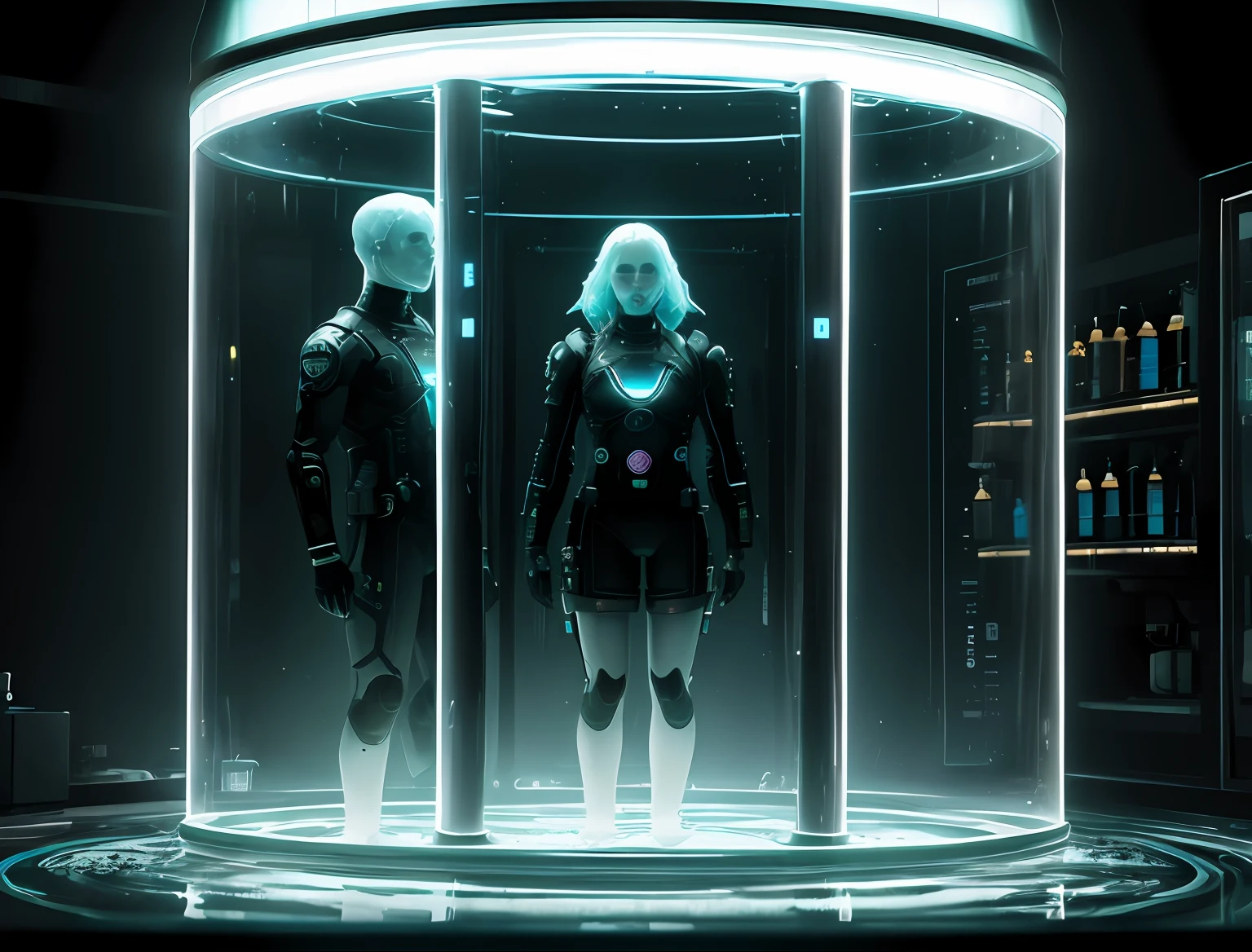 (((dead humans floating inside glass water tanks))), (dark theme:0.9), (indoor med lab:1.2), complex background, cyberpunk 2077 (hdr:1.22), muted colors, complex background, hyperrealism, hyperdetailed, amandine van ray