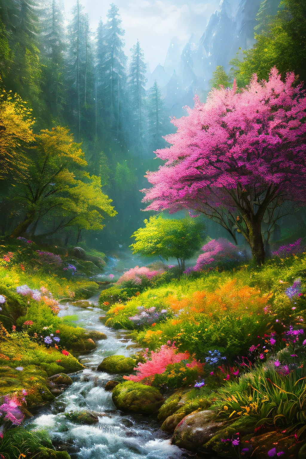 masterpiece, best quality, high quality,extremely detailed CG unity 8k wallpaper, An enchanting and dreamy scene of a fantasy forest, with towering trees, glowing mushrooms, and hidden fairy glens, creating a sense of mystique and enchantment, artstation, digital illustration, intricate, trending, pastel colors, oil paiting, award winning photography, Bokeh, Depth of Field, HDR, bloom, Chromatic Aberration ,Photorealistic,extremely detailed, trending on artstation, trending on CGsociety, Intricate, High Detail, dramatic, art by midjourney