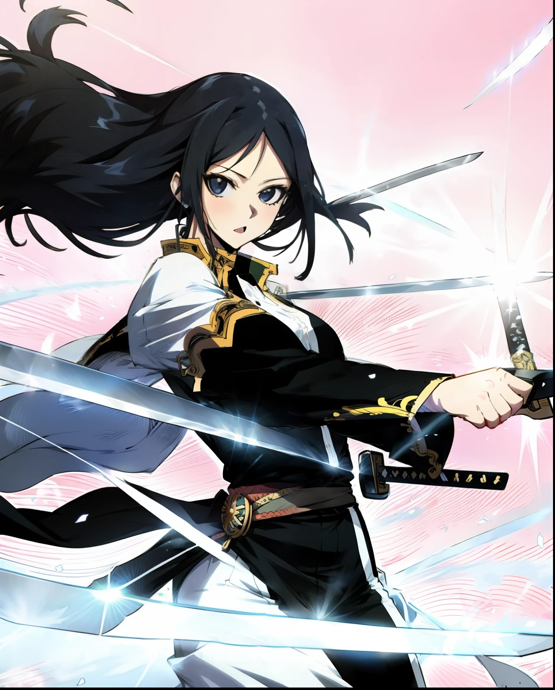 woman with Manga Effects and with a Sword