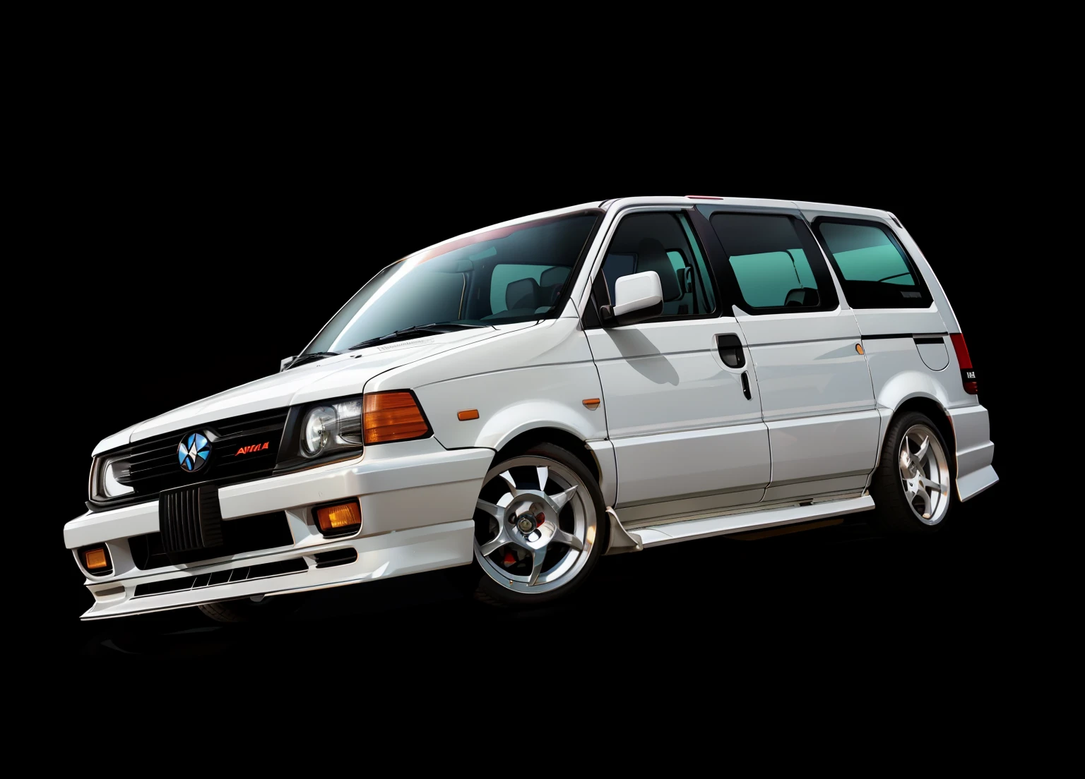 arafed white van with a 80's vector background , - s 1 5 0, full body wide shot, a wide full shot, tunning, super wide, wide body, wideshot, vehicle photography, front side full, full view of a car, jdm, 3 / 4 extra - wide shot