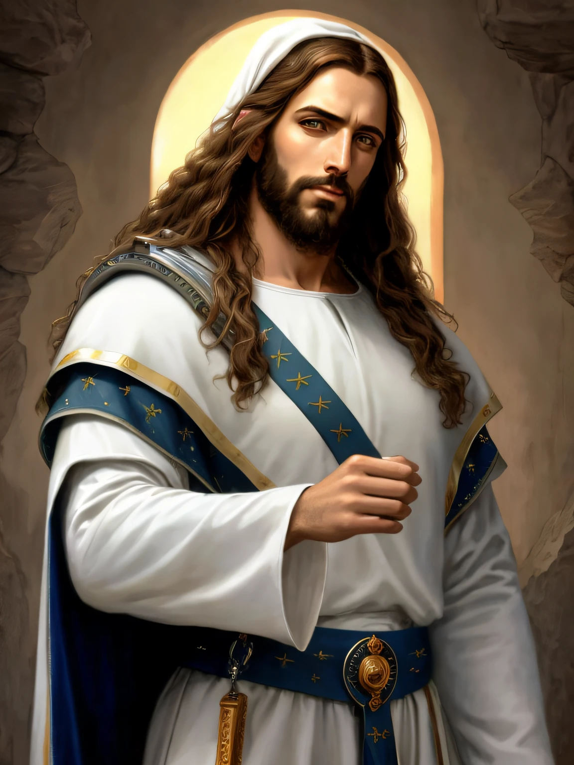 Imagem de Jesus com barba e manto branco, Jesus Cristo, Retrato de Jesus Cristo, rosto de Jesus, jesus of nazareth, Jesus, Vestido como Jesus Cristo, Jesus Gigachad, obra-prima muito bonita, beautiful image ever created, Greg Olsen, O Senhor e Salvador, Jesus Cristo em Mass Effect