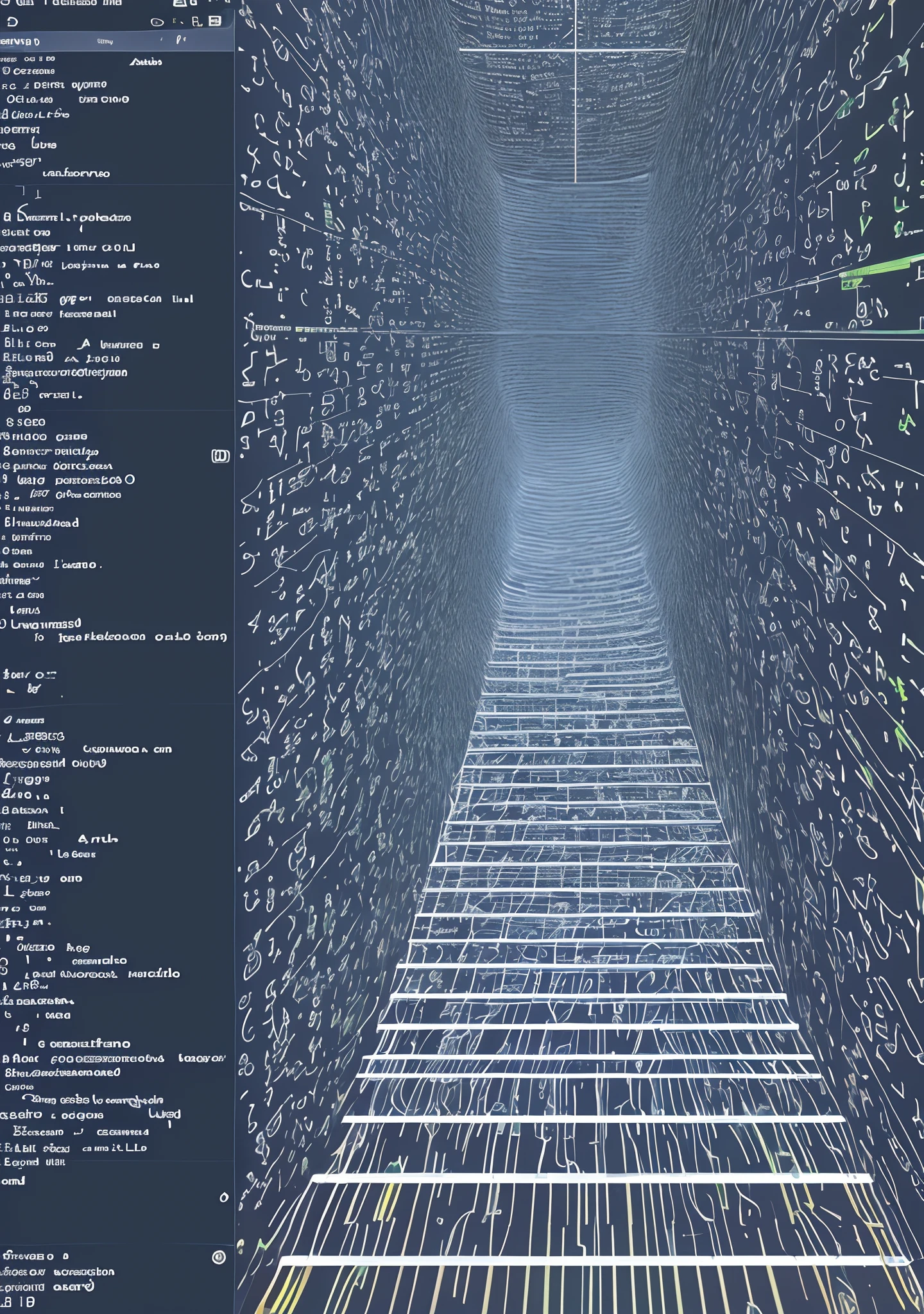 Create lines of programming code by climbing from the bottom up with transparent background