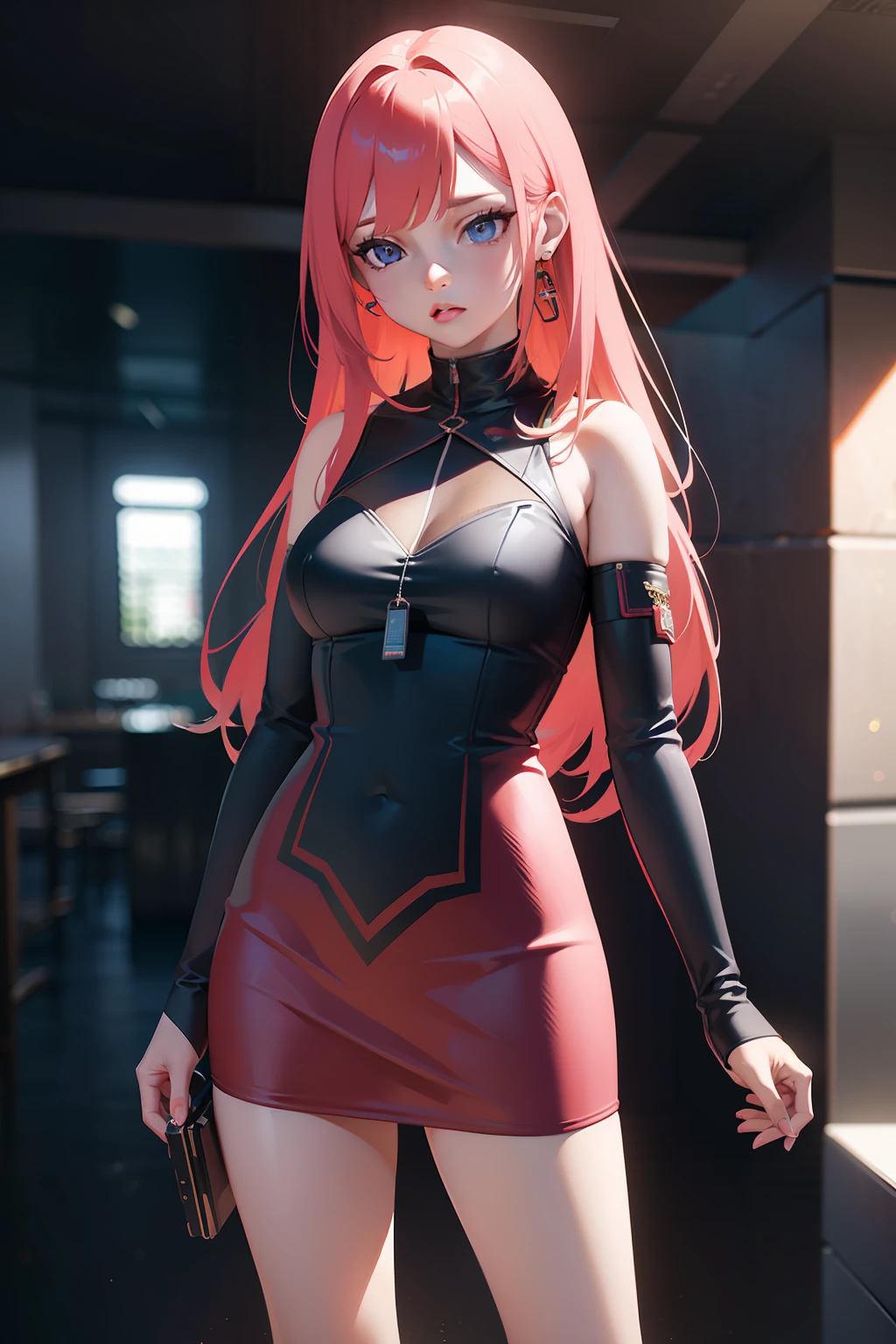 Araffe vestido com uma roupa de couro segurando um microfone e usando fones de ouvido, Estilo Ross Tran, Ross Tran 8 K, No estilo de Ross Tran, anime estilo 3d, 3 d render arte do caractere 8 k, Arte no estilo de Guweiz, Trend in CGTacing:, photorealistic anime girl rendering, estilo anime. 8k, 🌺 CGSetnation