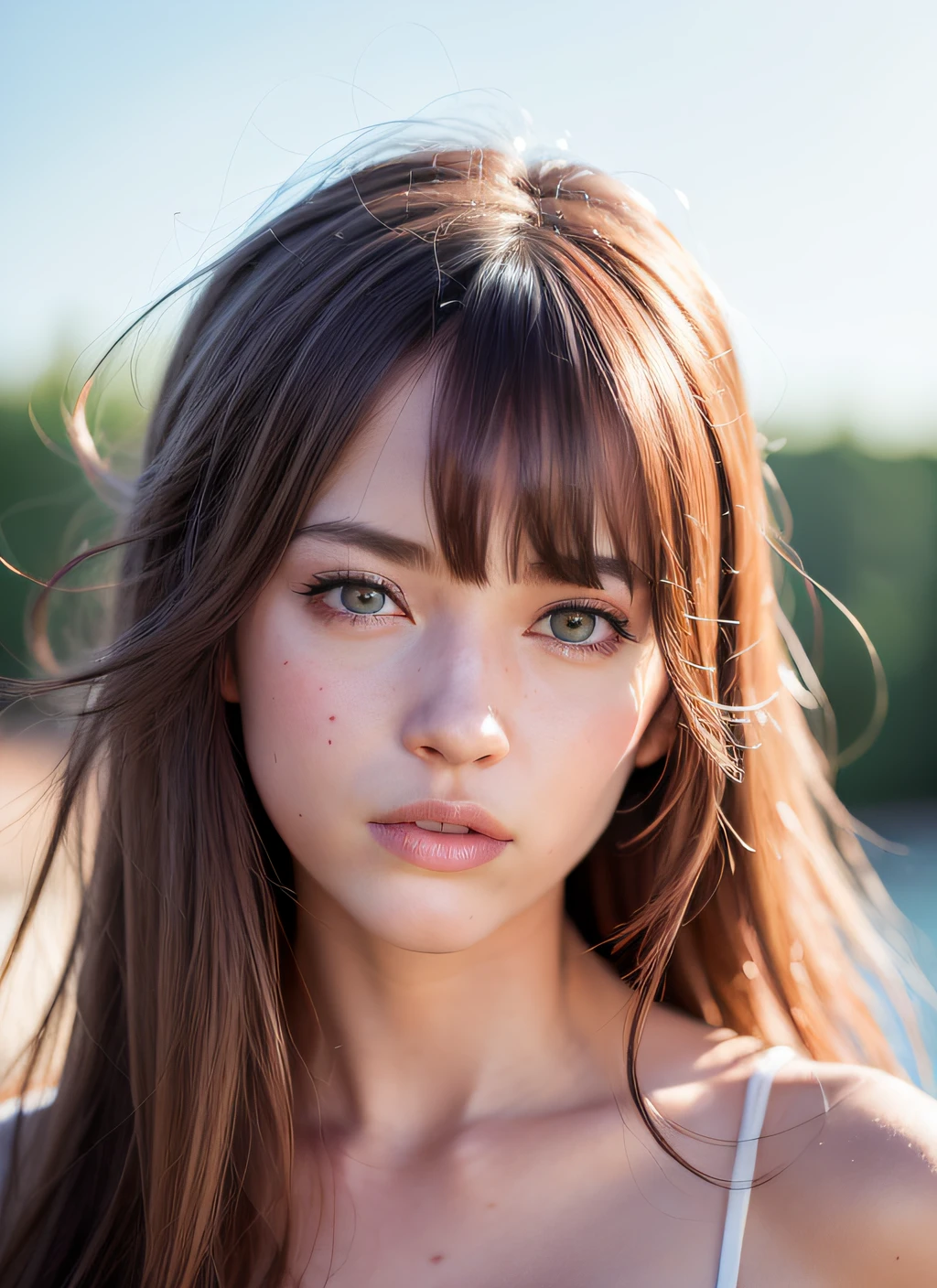 (realistic, photo-realistic:1.37),(8k, RAW photo, best quality, masterpiece:1.2),pink eyes, cute, ultra-detailed,heart-shaped pupils,physically-based rendering, ultra high res, front lighting, looking at viewer,photorealistic,realistic, solo, photorealistic, best quality,extremely detailed face,extremely detailed eyes and face, beautiful detailed eyes,absurdres, incredibly absurdres,Messy hair, floating hair,close-up,portrait,