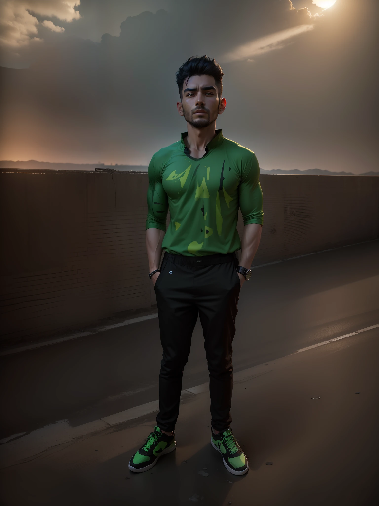 Sunsit black t shirt colour green face realistic