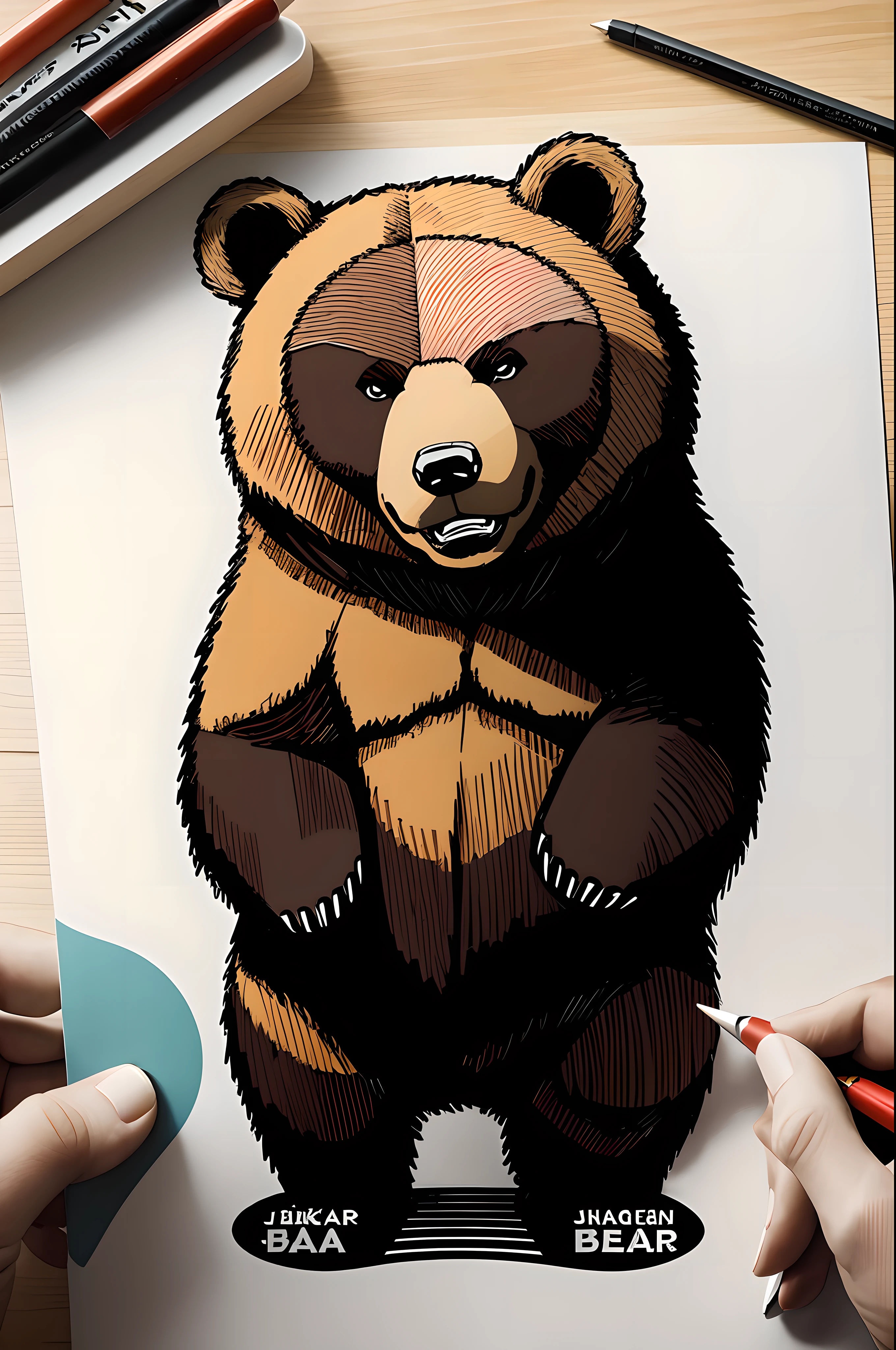 ,A logo for a Bear ,Manga Sketch, (japanese comic style), (cute:1.2),best quality, masterpiece,Sticker illustration of a Bear