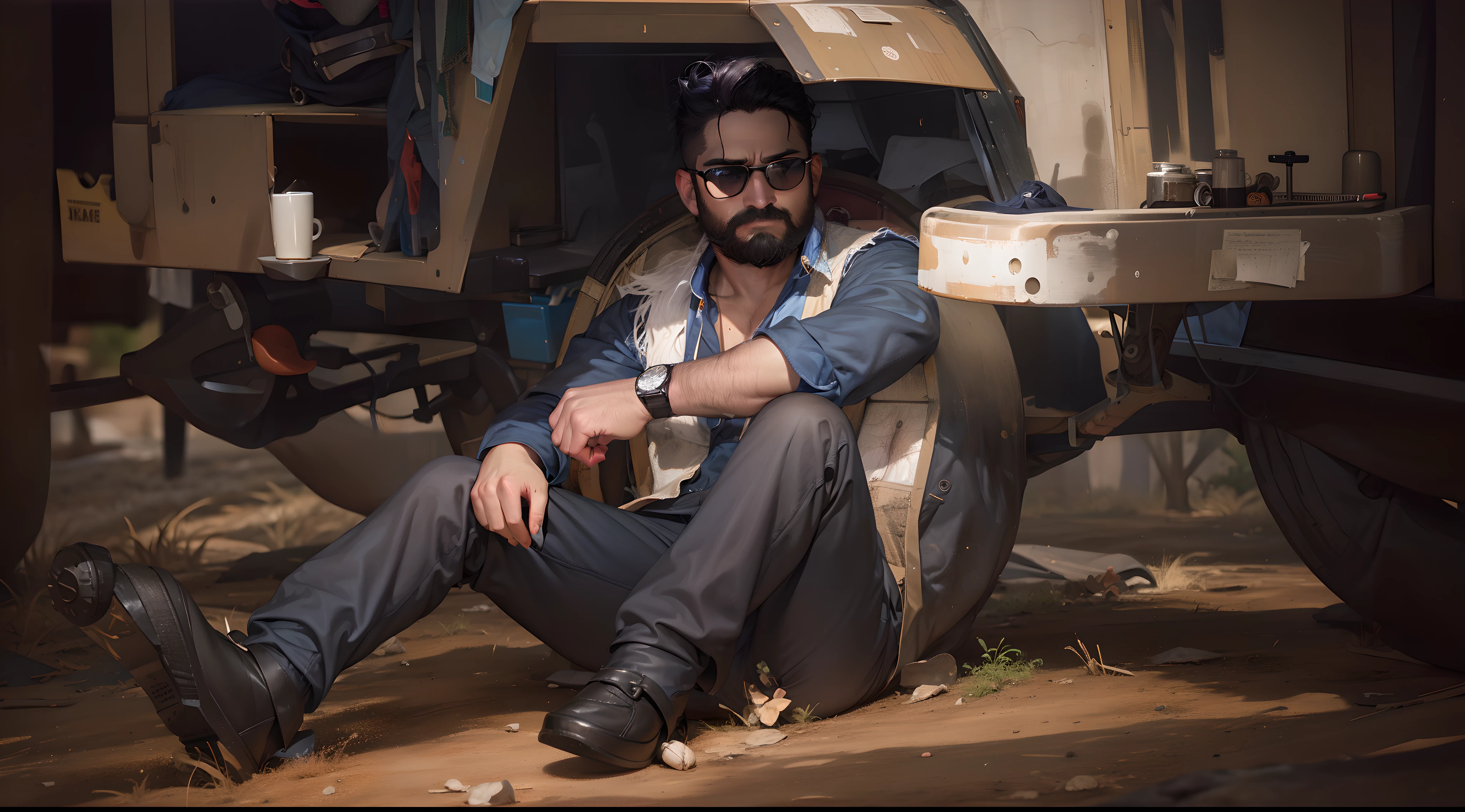 In this add black dark tone and put charector beard , and add some creepy wibes