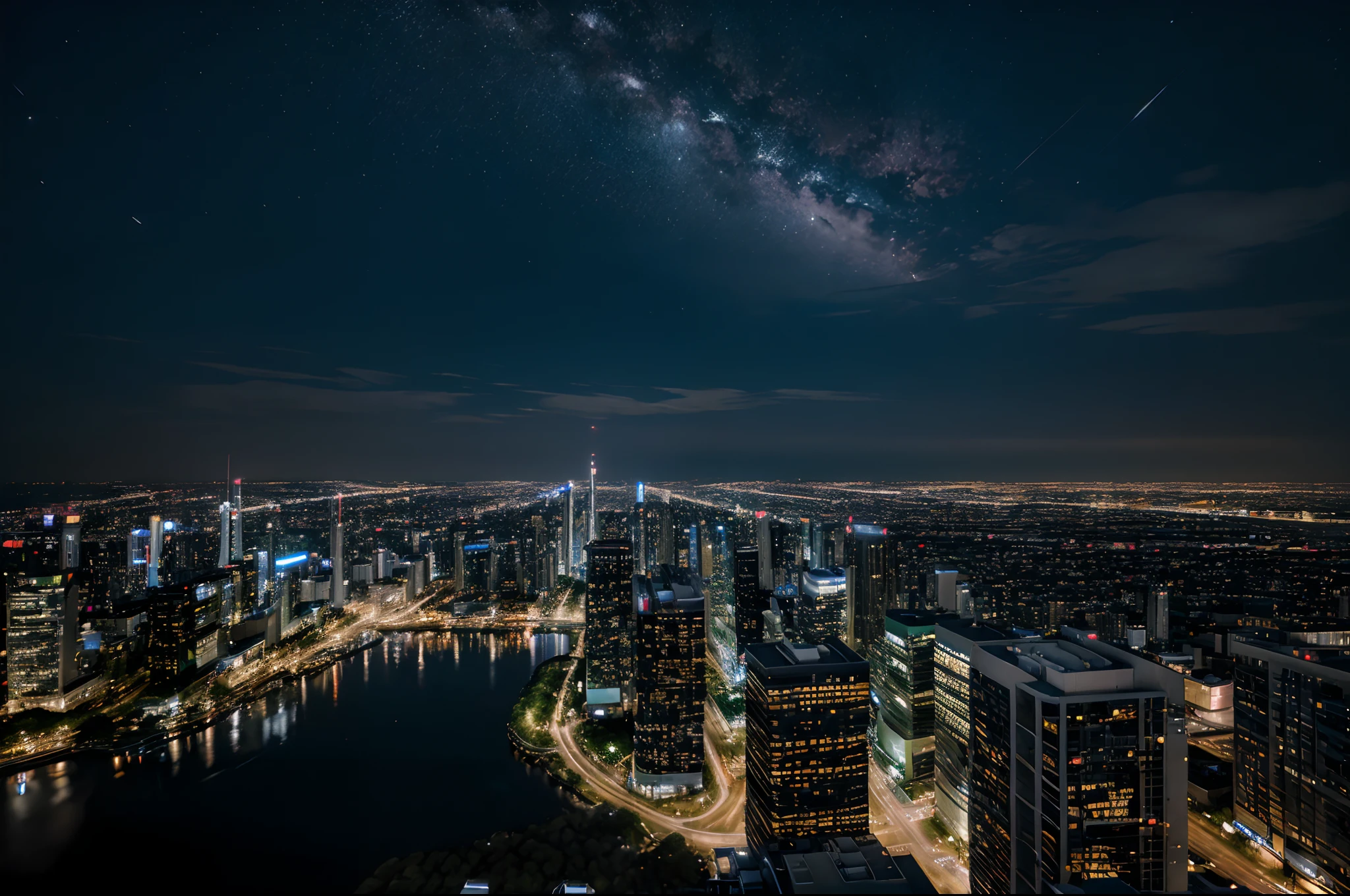 An ultra-high picture quality、​masterpiece、landscapes、(nighttime scene)、Will、Building Street、TOKYOcty、Beautiful night view