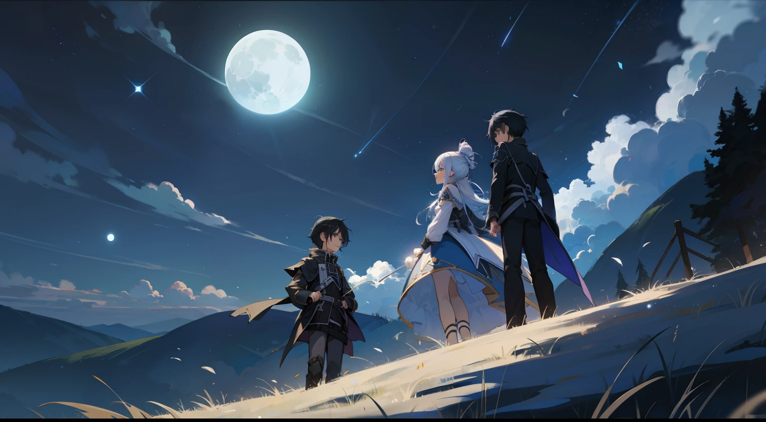 kirito com luna runcandel  em um campo