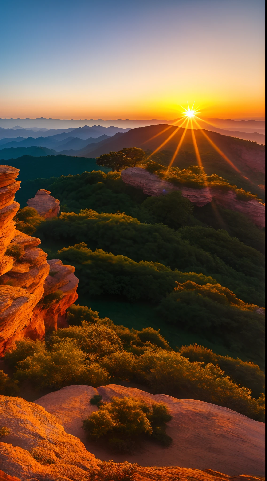Sunset, evening glow, distant view, realistic, rich colors, gorgeous and colorful, wide-angle lens, shooting in the evening, positive film, naturalistic style, high-definition filming.