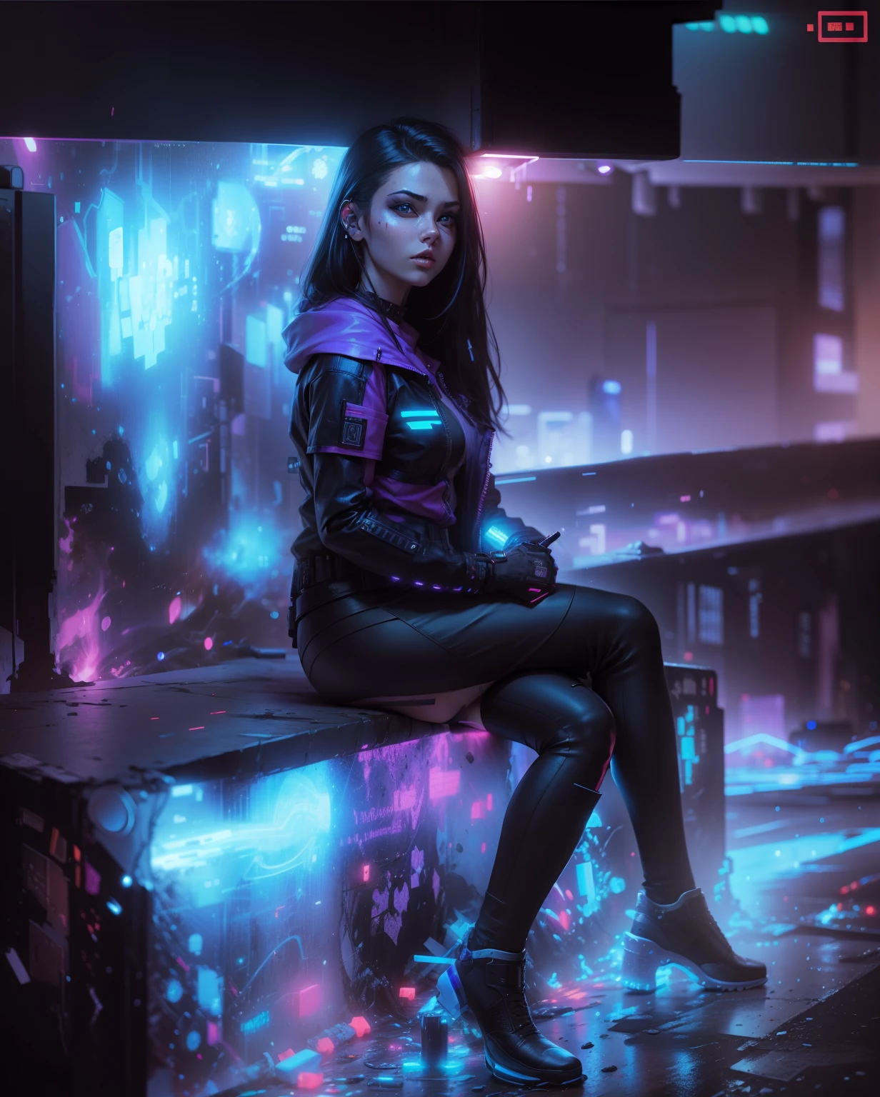 Change background, hot cyberpunk Girl, realistic face, ultra realistic