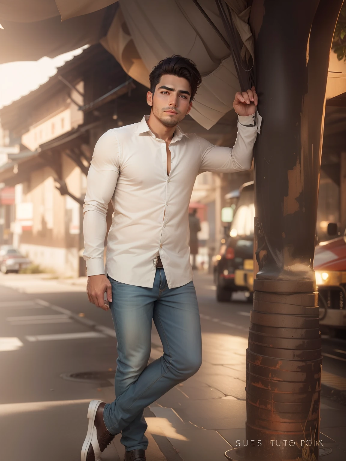 Realistic face , background change , pose change , handsome boy