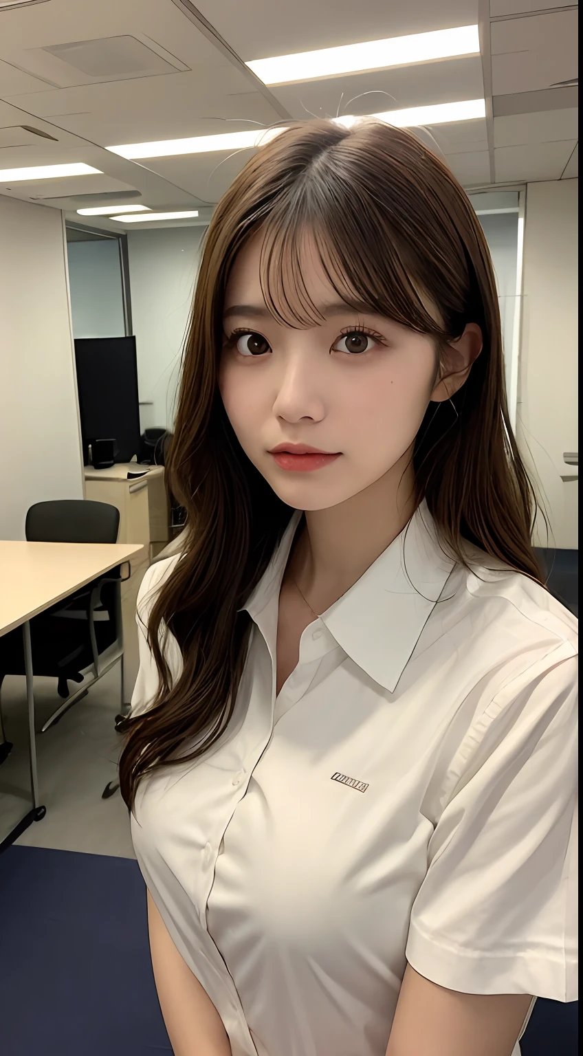 - [ ] photorealistic:1.37, masterpiece, best quality, raw photo, absurdres, uhd, 1girl, wavy hair, brown hair , looking at viewer, in the large meeting room of the office in the high tower office building in  Tokyo ,Tokyo tower,intricate detail, detailed background, detailed skin, pore, highres, hdr , presentation to ten men , beautiful model, soft light to the face,JP_MODELS , midium breasts, a 30 yo woman ,((white uniform shirts))