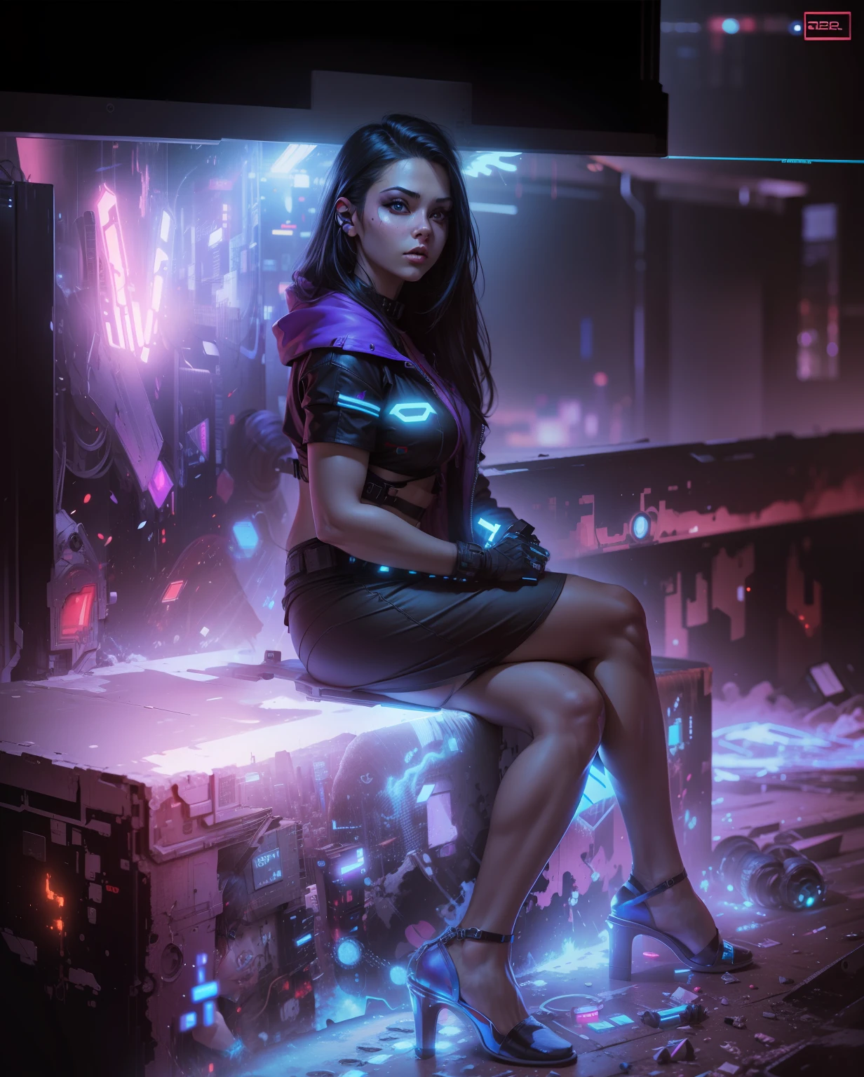 Change background, hot cyberpunk Girl, realistic face, ultra realistic