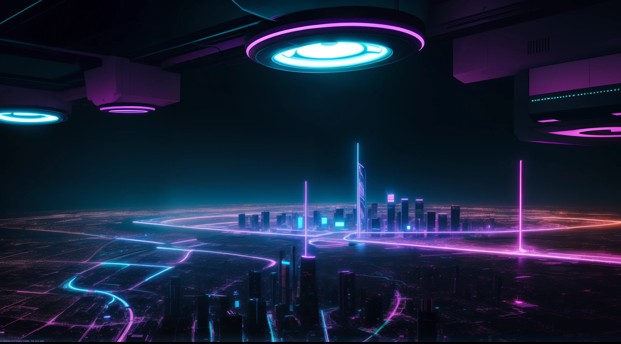 future city neon lights