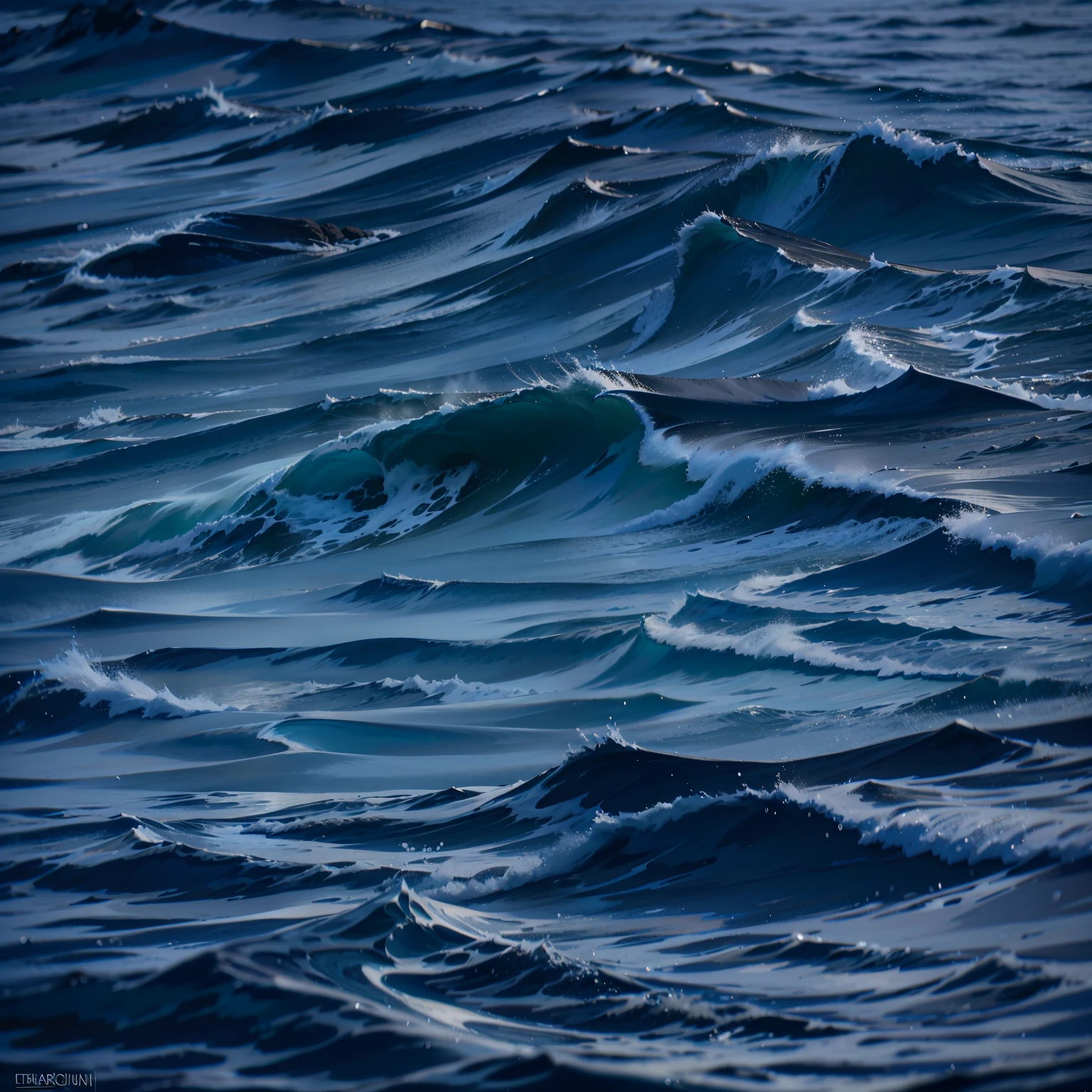 Oceano dentro de um jarro, fundo escuro, hiper-realista, ultra detalhe, 8k