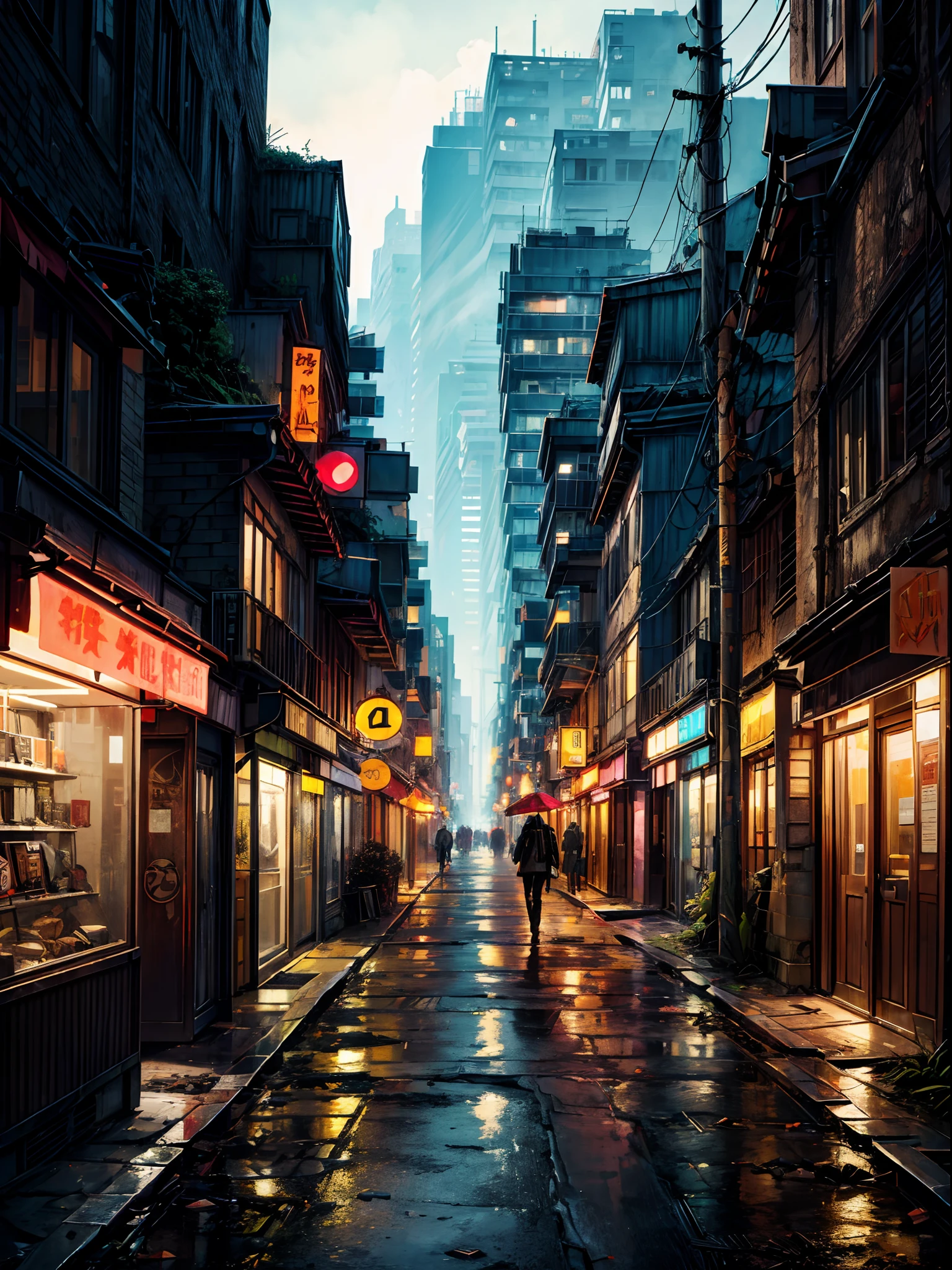 ((masterpiece, best quality:1.3)) ,{{dystopian}},rusty behemoth, post-apocalyptic metropolitan,urban decay, overgrown, vegetation, crumbling infrastructure,grim dark comic style, darkening sky, flickering neon, abandoned street, desolate silence,time -worn graffiti,urealthy grow, despair atmosphere, futurist ruin, ravaged tecnology,lomo photography, 70mm, f/0.8, dof, Bokeh