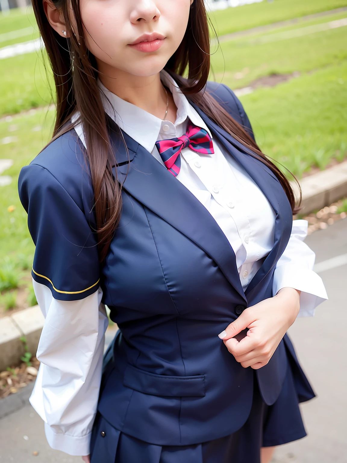 JK school uniform,stocklings,Lori huge breasts cleavage,Pure,adolable,校服,school ground
