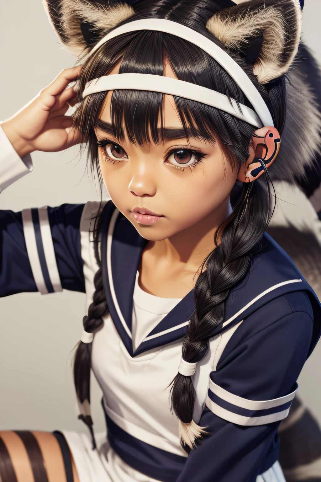 (EX headphones，Animal ear：raccoon，a sailor suit，weeping，EX headband，Braiding)