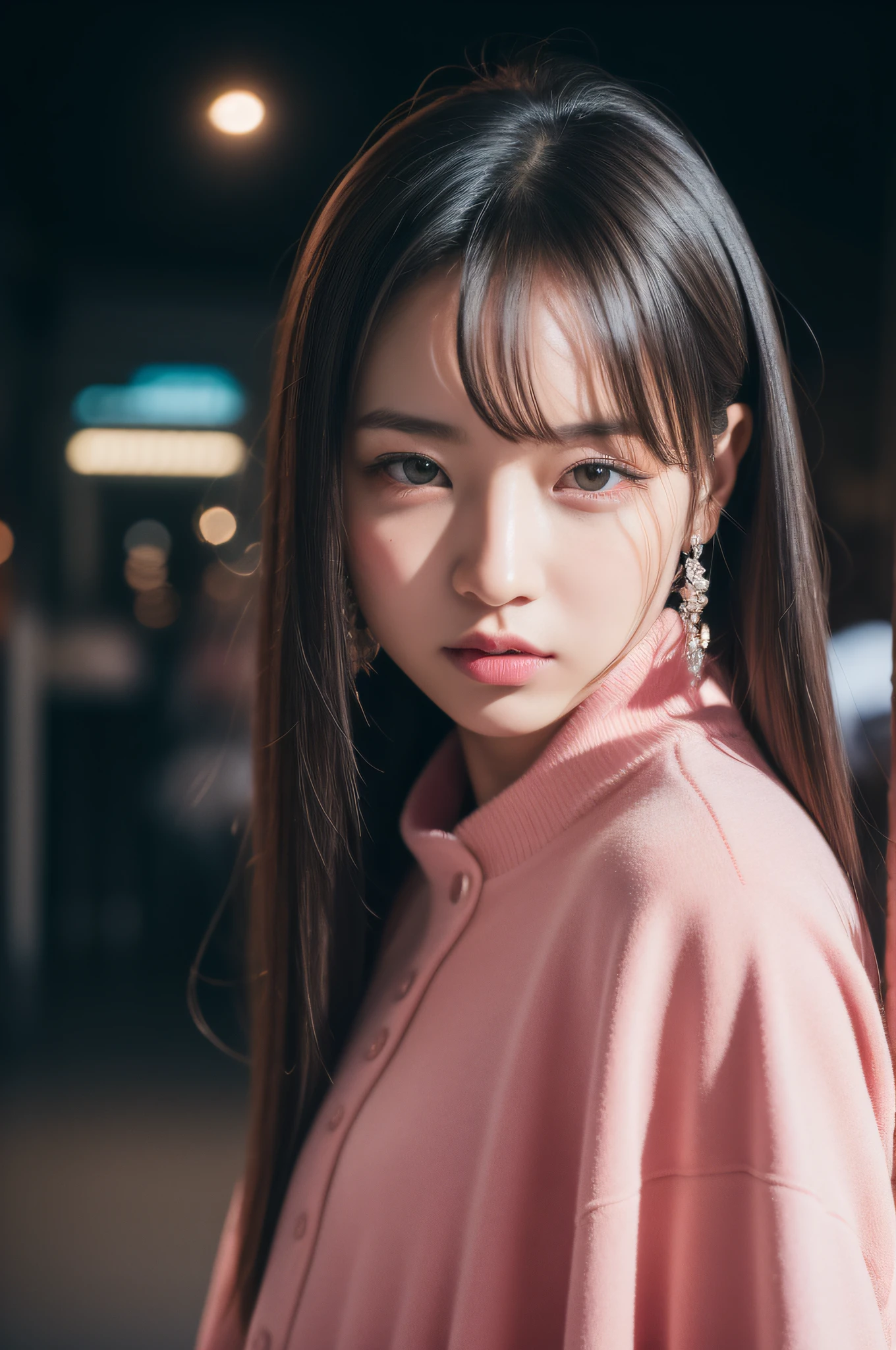Pink illumination background、A little more mature、２０Appearance of about age、Futuristic dystopian megalopolis、「Fuku-chan」Affectionately known「Morning Musume。」In the「Food Village Sage」A mesmerizing shot of。She、Beautifully contrasting with her white skin、Wear clothes of dark pink shades。Her youth々Energetic energy and lazy charm、It is finished in an image that also combines elegance...。The style is surreal and、、、It is necessary to capture every nuance of her facial expressions and the texture of the costume。
Mediums:photograph
style:超A high resolution、Intricate details
illumination:Ambient、Emphasize her silhouette
color:deep pink、Complemented by natural ambient colors
configuration:Nikon D850 DSLR、Nikkor 70-200mm f/2.8 Lenses、Resolution 45.7 MP、ISO sensit: 64、Shutter Speed 1/200th of a second、Dreamy bokeh effect on background、Vividly focus on her。--ar 16:9 - V5.1 --Style raw --Q 2 --S 750