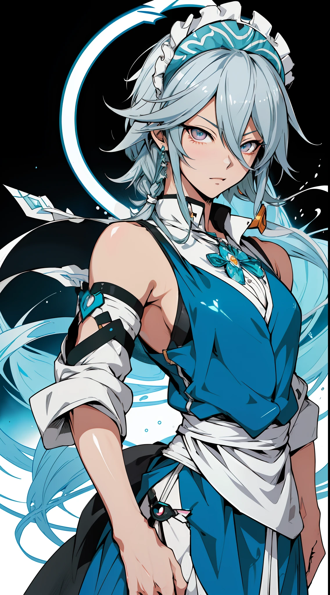 (anime) . female ((((Sakuya Izayoi: 2.0)))) (deep blue eyes + silver hair) . (Masterpiece: 1.8), (64k quality), (final fantasy artwork concept), detailed (manga eyes + hair + clothes + body + face + colors + shoulders + eyes (globular + transparent + liquid) + (sharper drawings) + (shiny jewelry) + (clothes folds) + (rounded eyes) + (consistent clothes) + (clothing features) + (eyes line), better (colorful + (coarser line) + (black line) + finishing . [Drawing] (Anime (Manga (Comics))) + (Coarse Line: 1.8) + (Black Line: 1.8) + (Color: 1.8) + (Clean: 1.8) + (Contrast: 1.8) + (Black Outline: 1.8) + (adjusted colors: 1.8) + (shadow set: 1.8) + (manga eyes: 1.8), ((made homogeneous: 1.3))