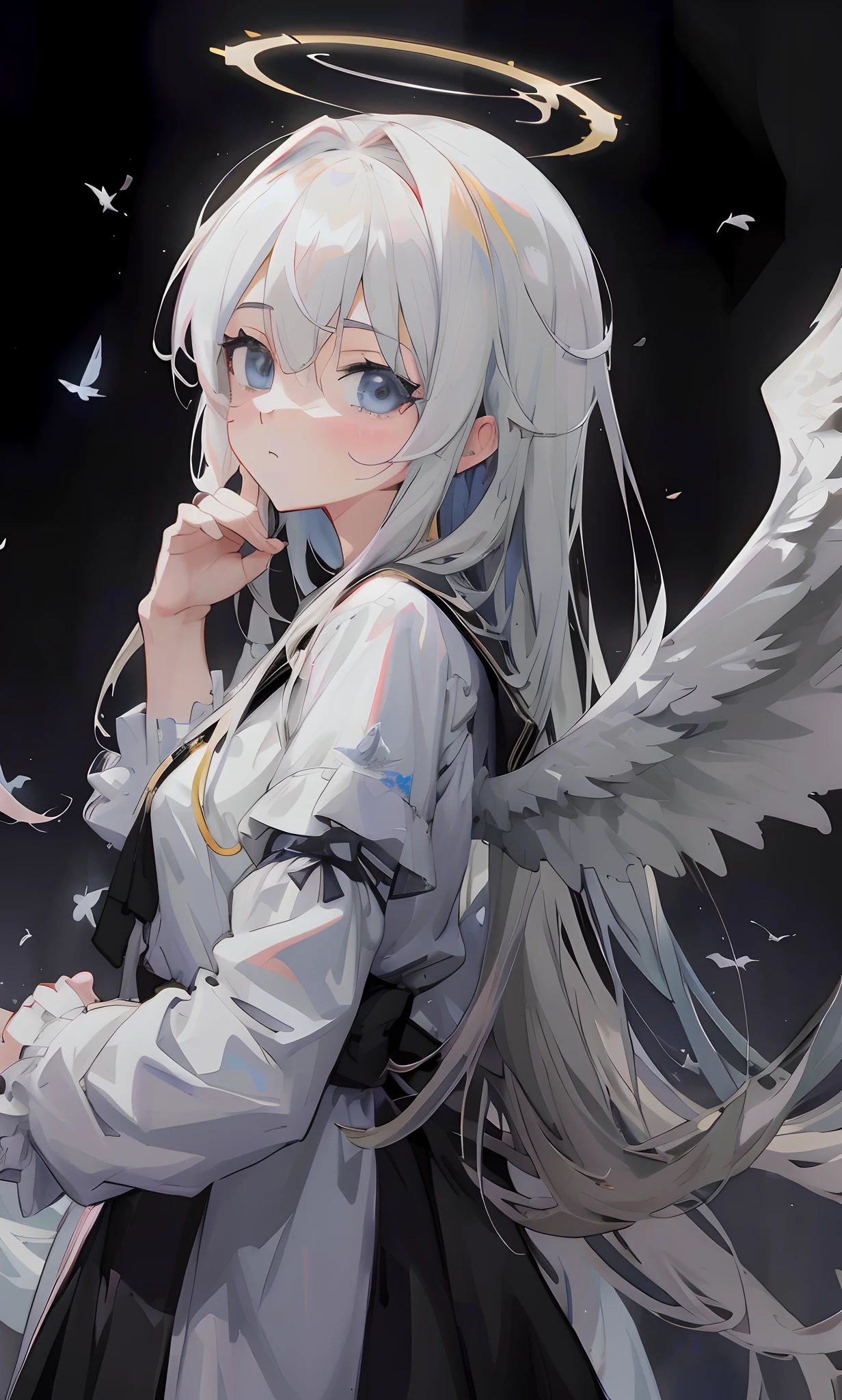 Anime girl with angel wings and halo on top of her head, Anime art wallpaper 8 K, Anime art wallpaper 4 K, Anime art wallpaper 4k, style of anime4 K, 4k manga wallpapers, 4K anime wallpaper, Best anime 4k, Anime wallpaper 4 k, Anime wallpaper 4K