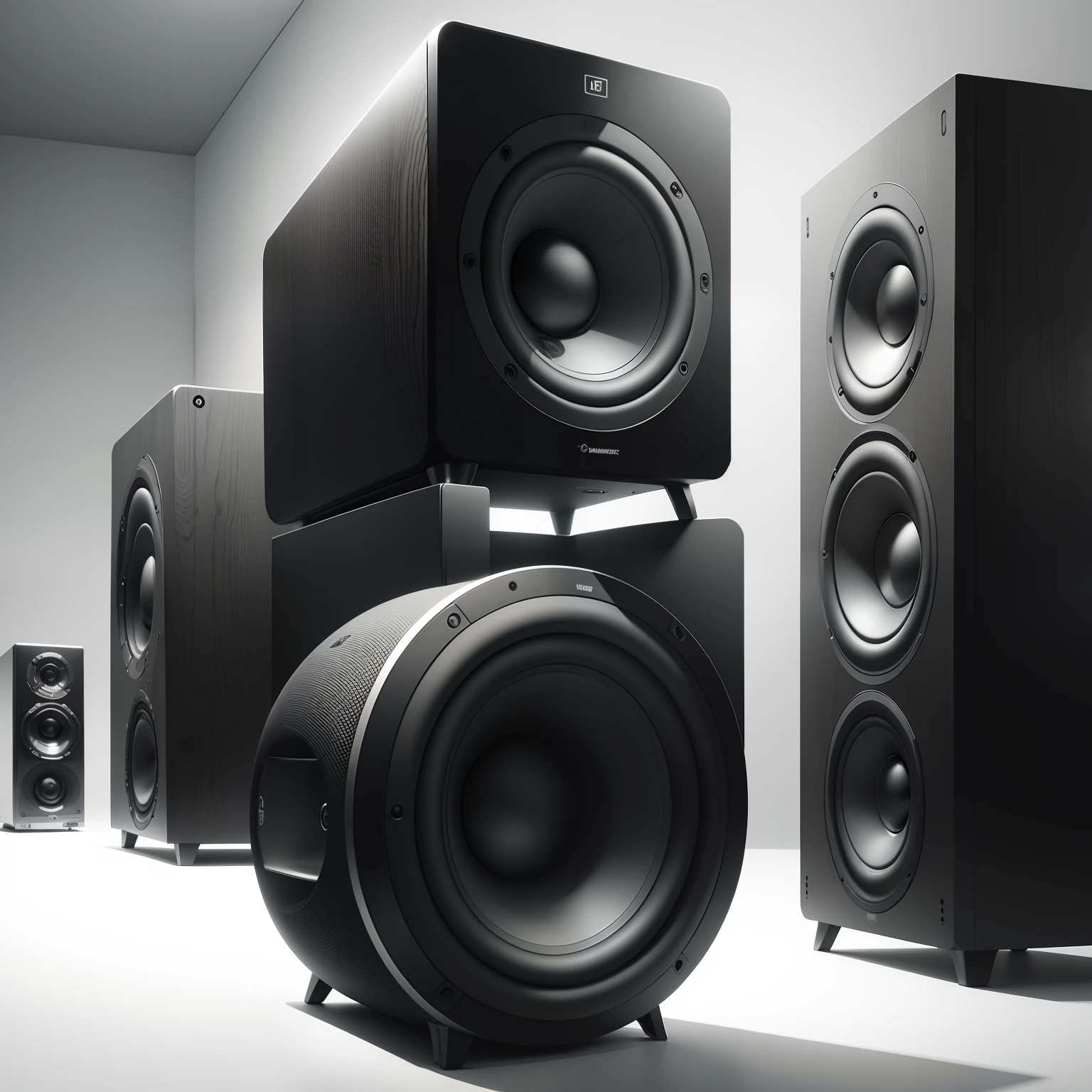 "Imagine uma caixa de som subwoofer com um design moderno, innovative and revolutionary, perfeita para os amantes de tecnologia e luxo."