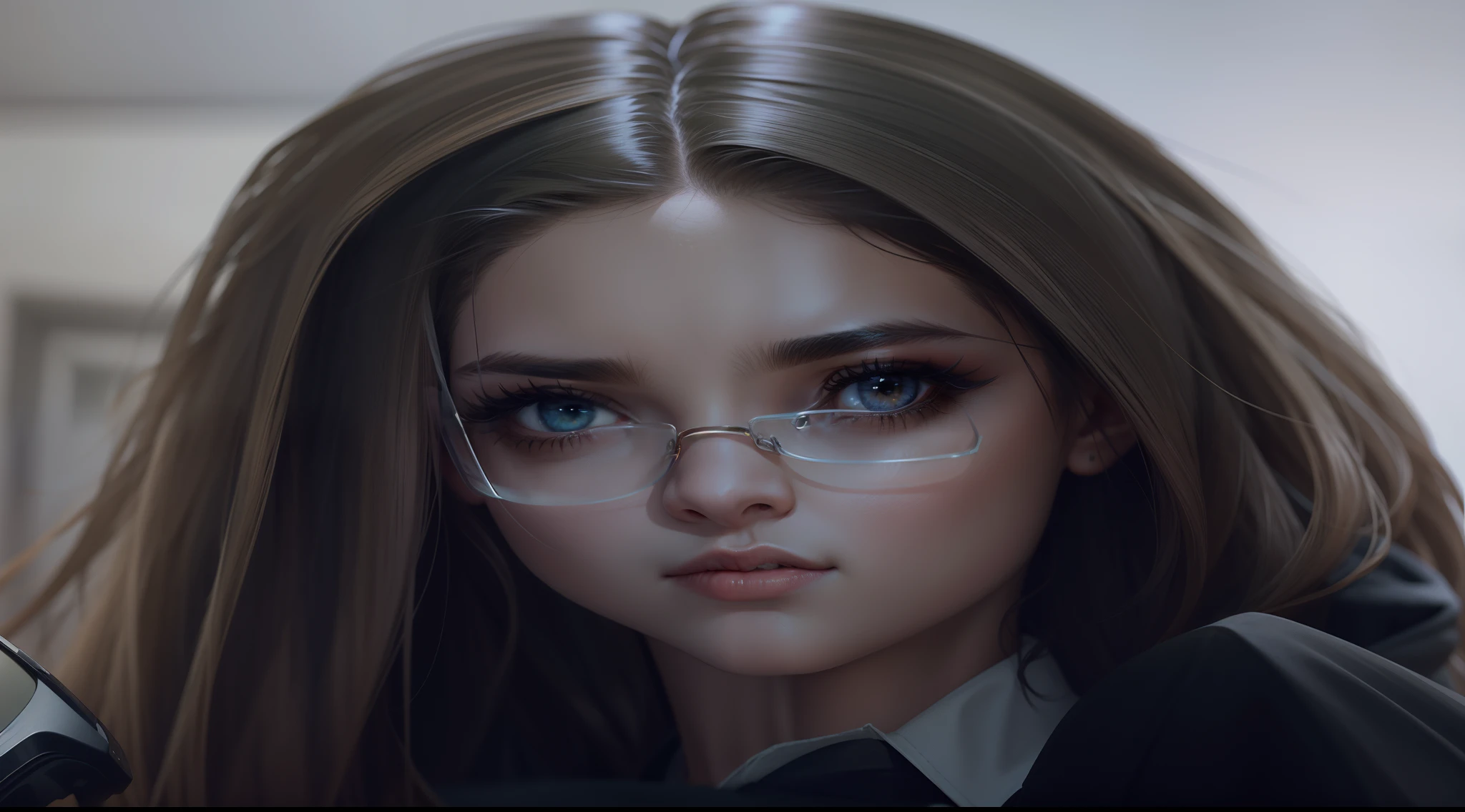 a beauty girl,jk,cabelos preto e longos,eye glass