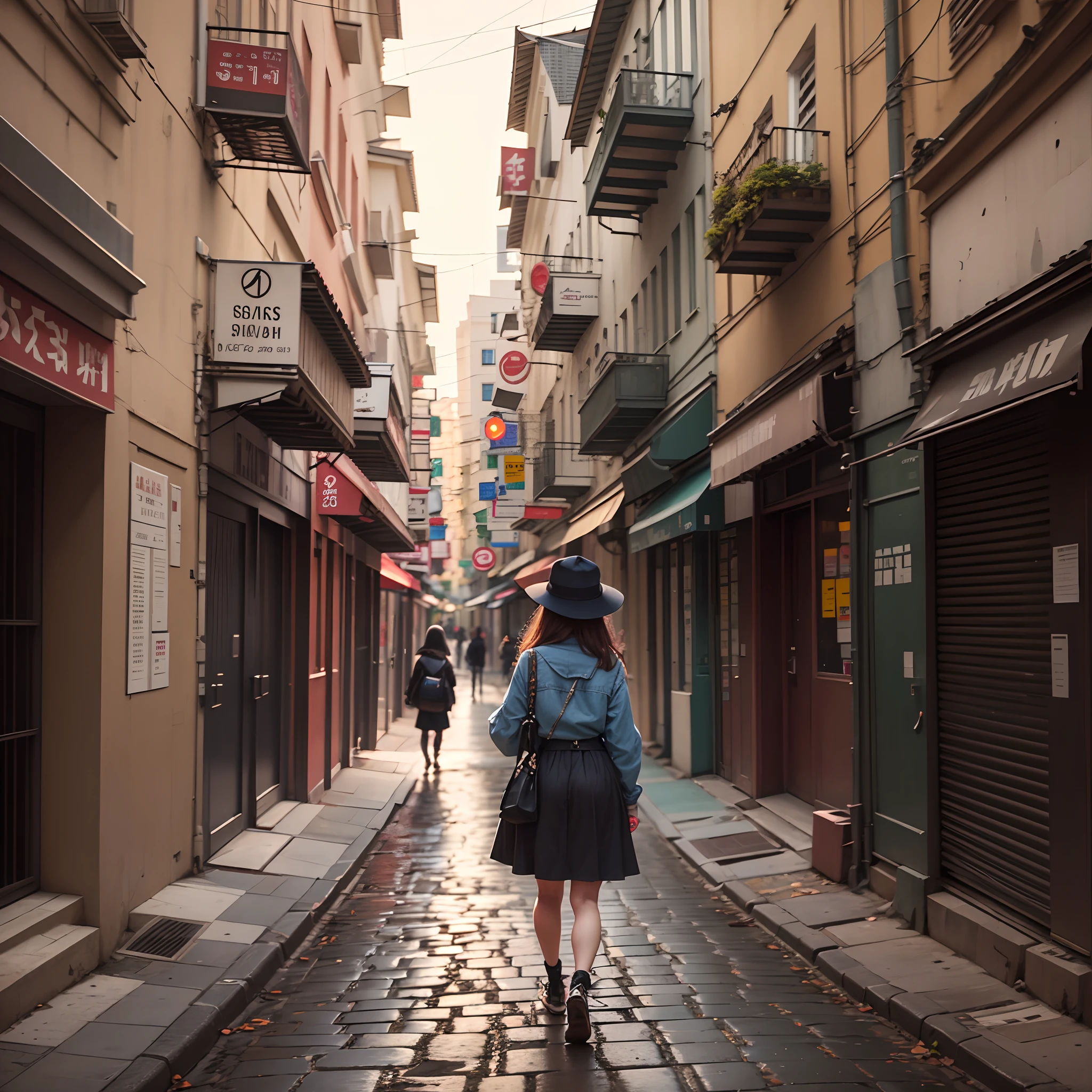 a girl walking along the street --auto --s2