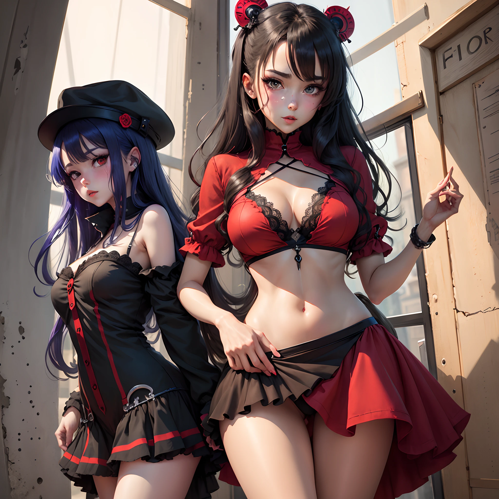 Fille anime noir et rouge