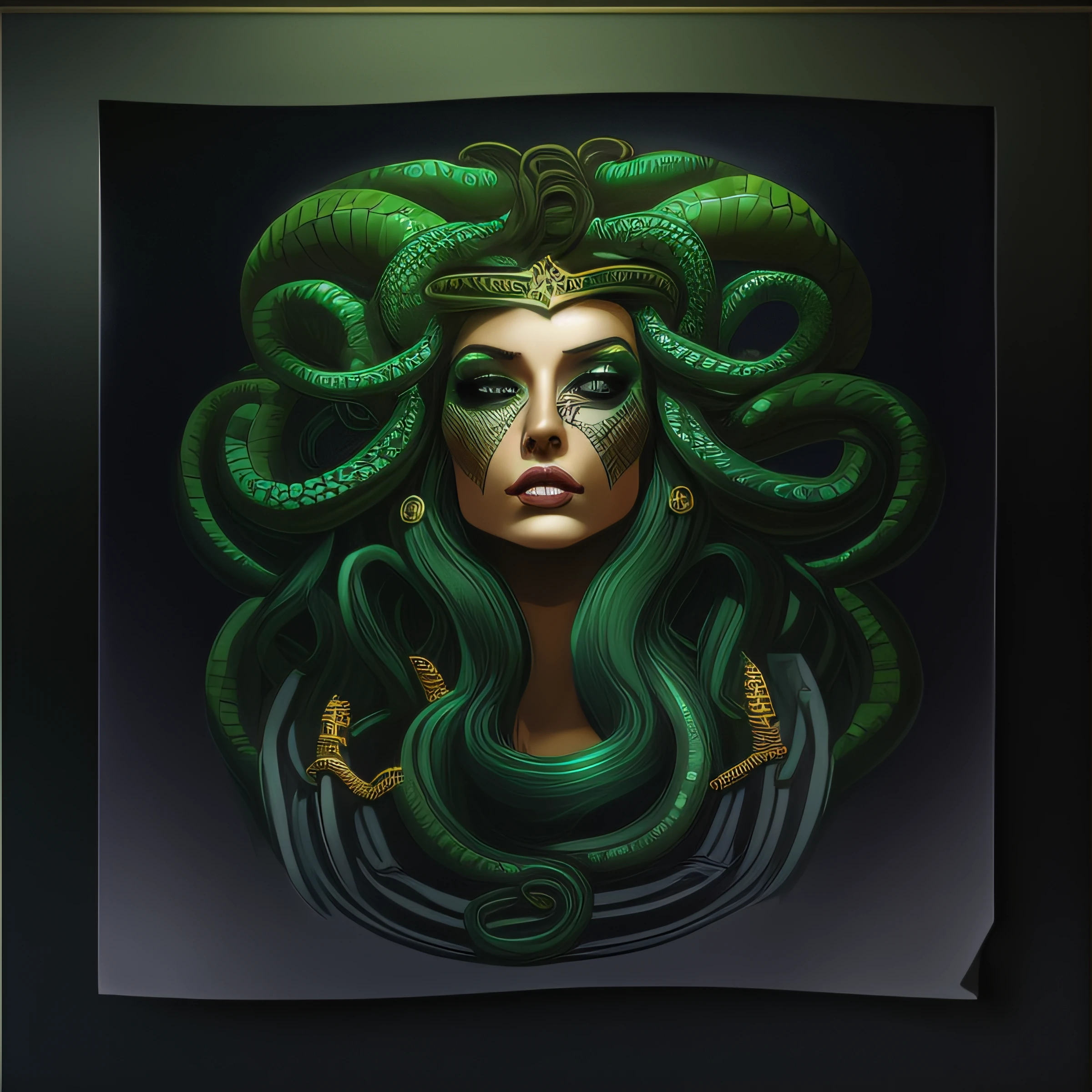 A woman with a snake head and a snake face poster, Hermosa gorgona hembra, Pintura de retrato de Medusa, Retrato de Medusa, Retrato oscuro de Medusa, Cabeza de Gorgona Medusa, Medusa feroz, Retrato de una diosa pulpo, Retrato de Medusa adolescente, Reina de las serpientes, Cyberpunk Medusa, Medusa hembra pelo largo, Fantasy Torquesa tusks Medusa, Reina Oscura de las Serpientes, imagen realista, hiperrealista