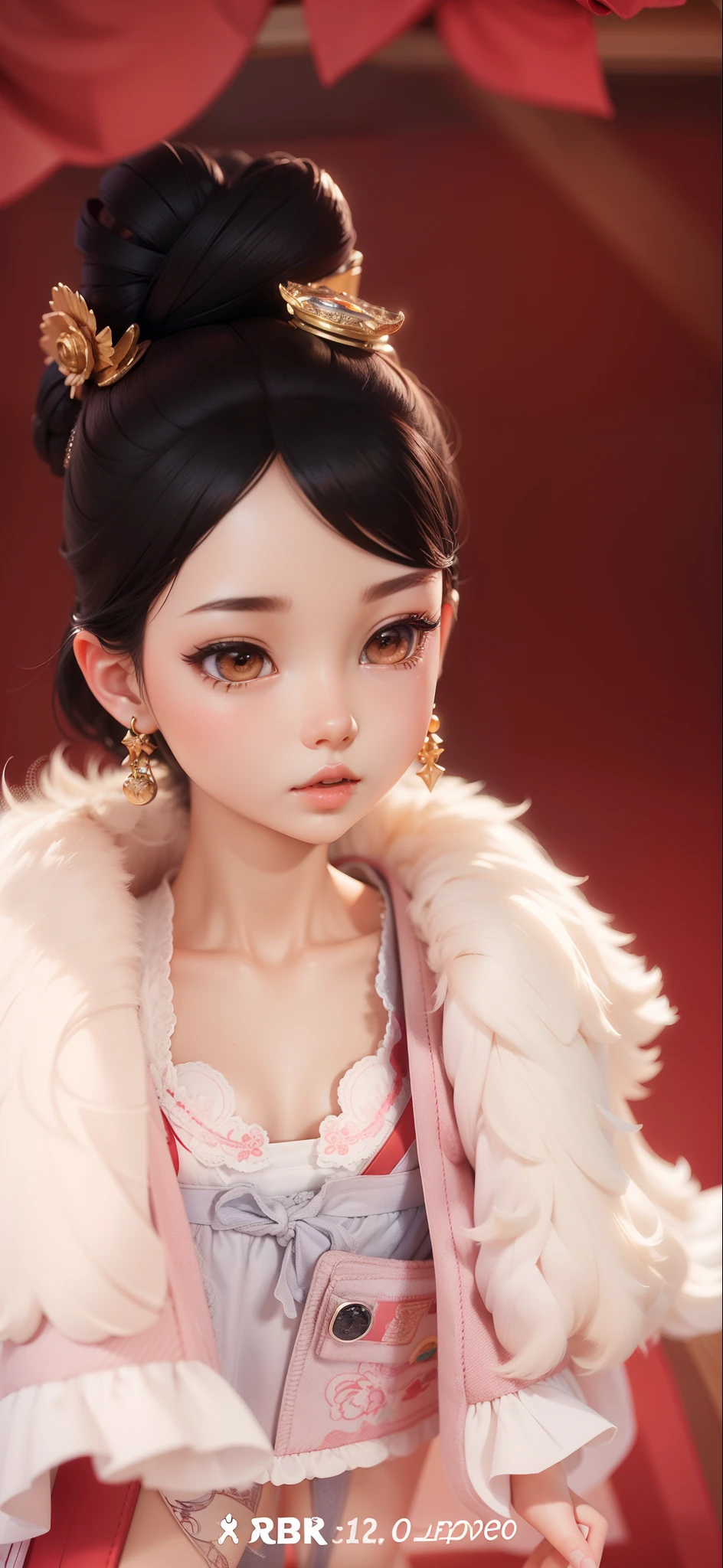 Masterpiece, best quality, super detail, (full body: 1.2), 1girl, chibi, 3d rendering, Q printmaking style, 8 k cartoon illustration, official artwork