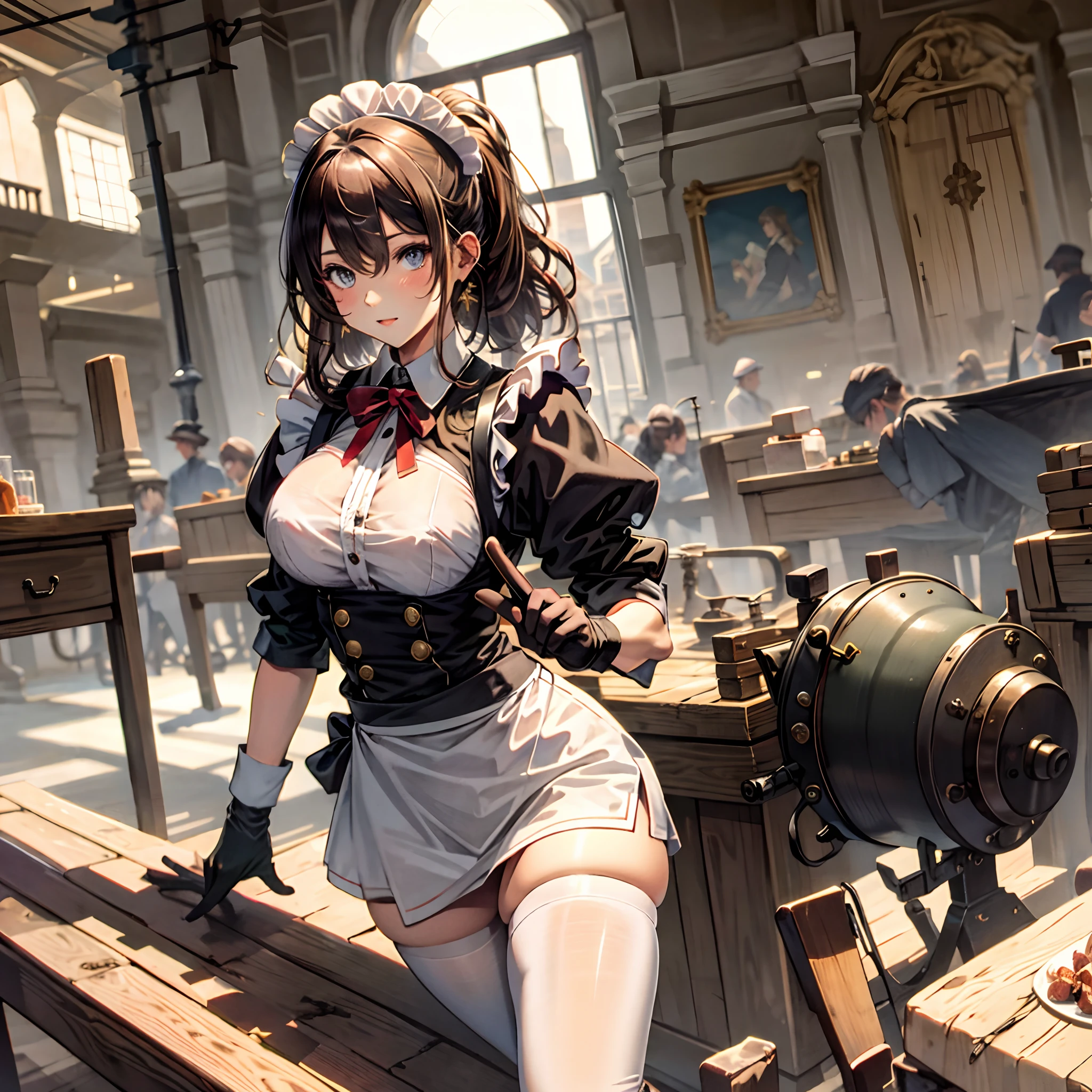 Maid, medium breast, thic, high,
